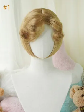 Blonde Bob Cut Short Wig With Curly/Full Bangs