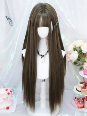 Brown 70-75CM Straight Wig With Air Bangs