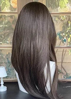 Brown Long Straight Synthetic Wig With Bangs