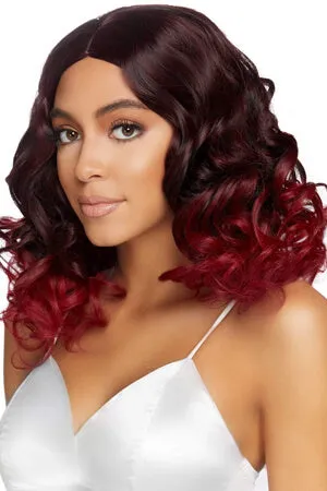 Burgundy 18" Curly Ombre Long Bob Wig