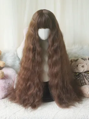 Caramel/Blonde/Orange/Light Blonde Hip Length Curly Wig With Full Bangs