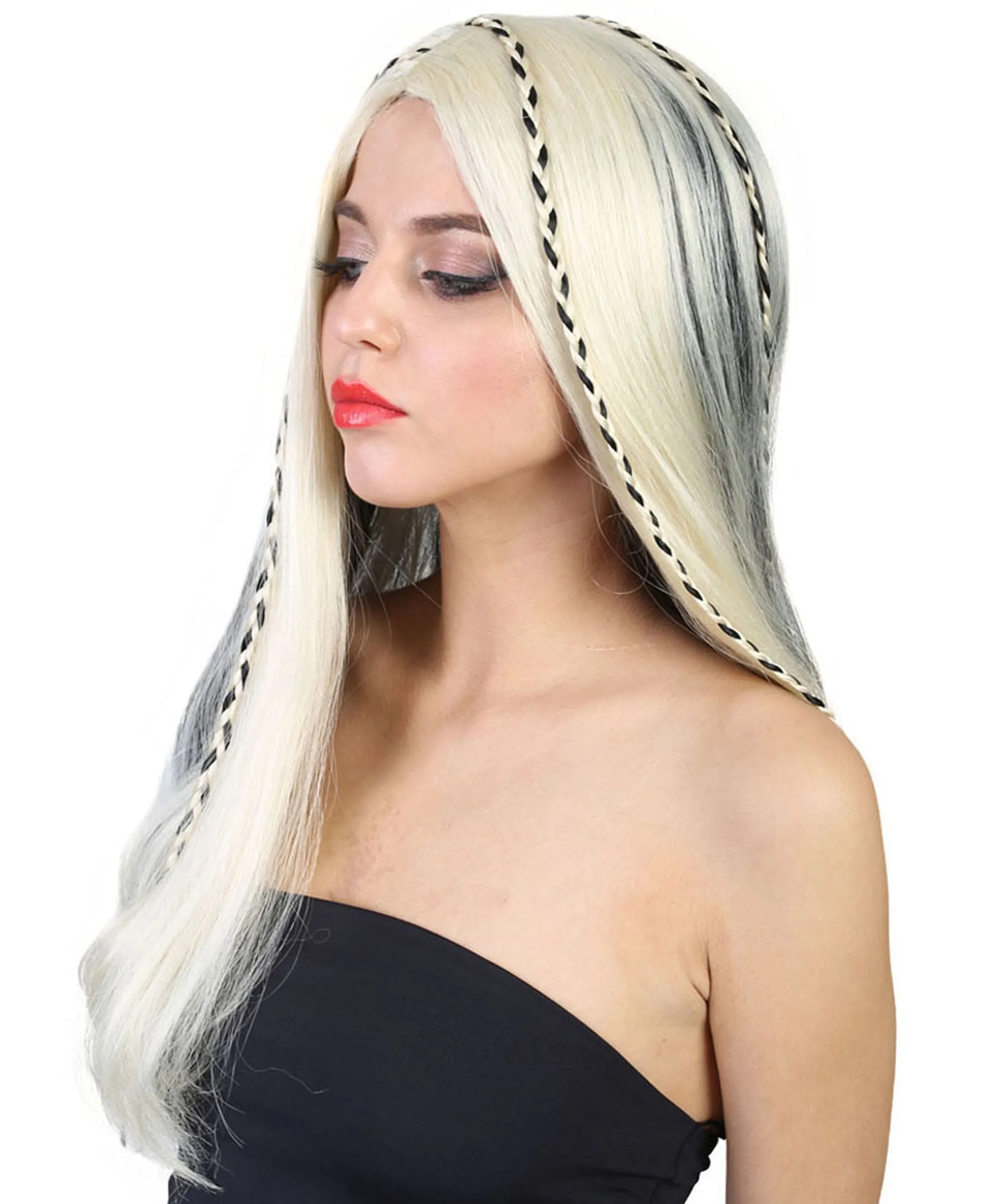 Celebrity Wig Black Braid & Highlights | Blonde Celebrity Wig | Premium Breathable Capless Cap