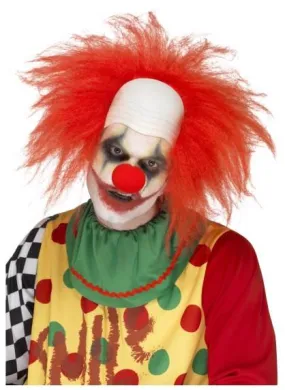 Clown Deluxe Red Wig with Bald Head