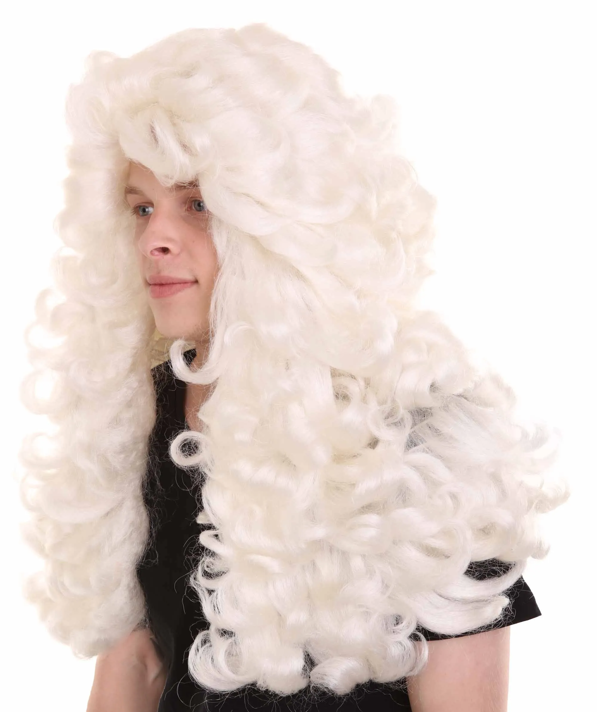 Colonial Judge Curly Wig White | Premium Breathable Capless Cap