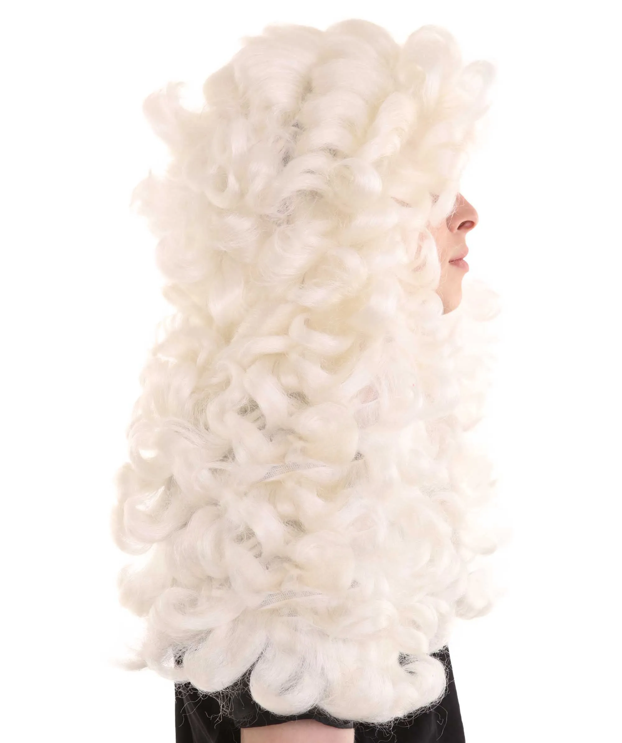 Colonial Judge Curly Wig White | Premium Breathable Capless Cap