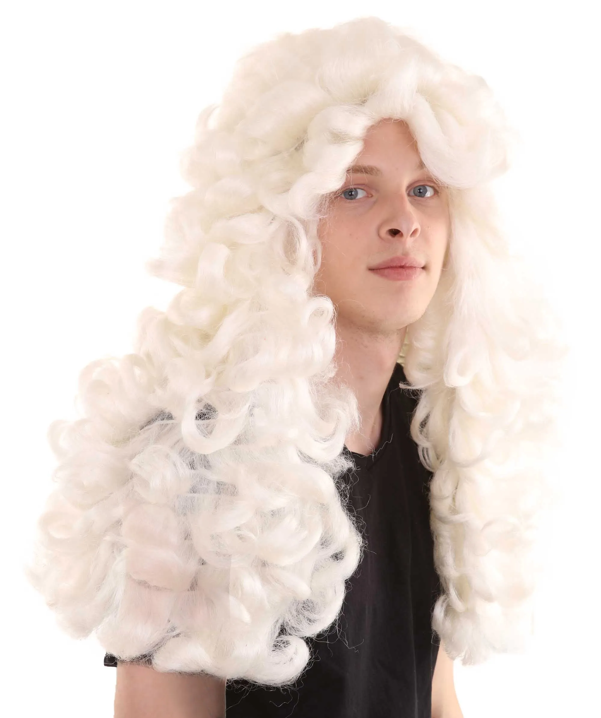 Colonial Judge Curly Wig White | Premium Breathable Capless Cap