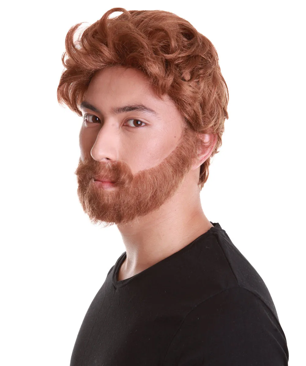 Comic Superhero  Brown Colour Wigs with Beard & Moustache for Men | Premium Breathable Capless Cap