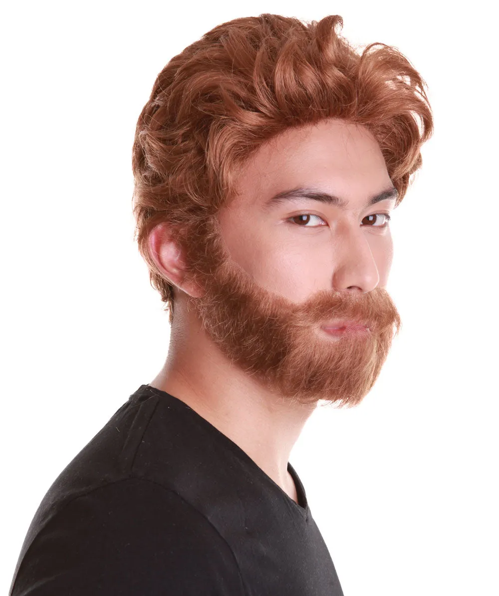 Comic Superhero  Brown Colour Wigs with Beard & Moustache for Men | Premium Breathable Capless Cap