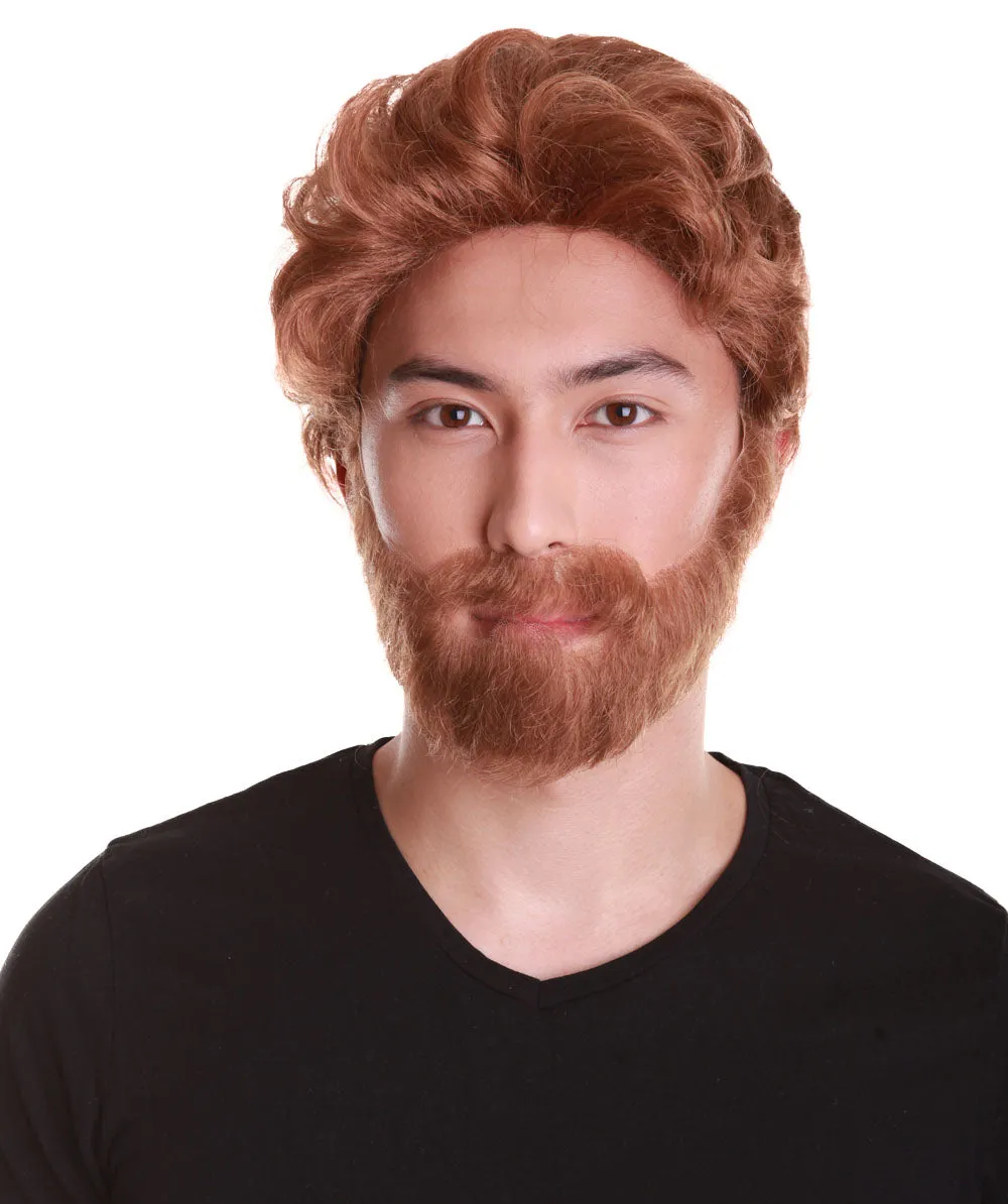 Comic Superhero  Brown Colour Wigs with Beard & Moustache for Men | Premium Breathable Capless Cap