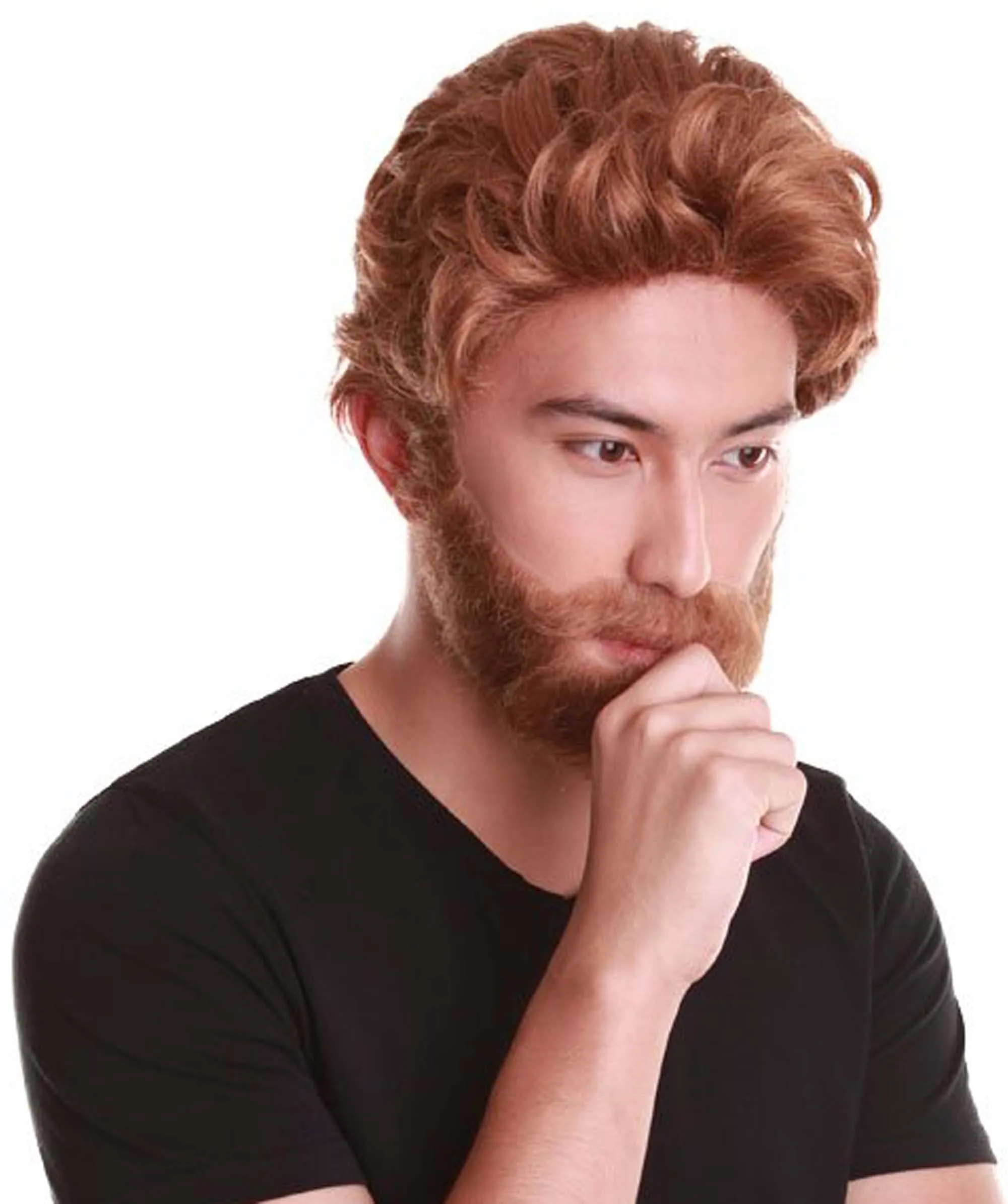 Comic Superhero  Brown Colour Wigs with Beard & Moustache for Men | Premium Breathable Capless Cap