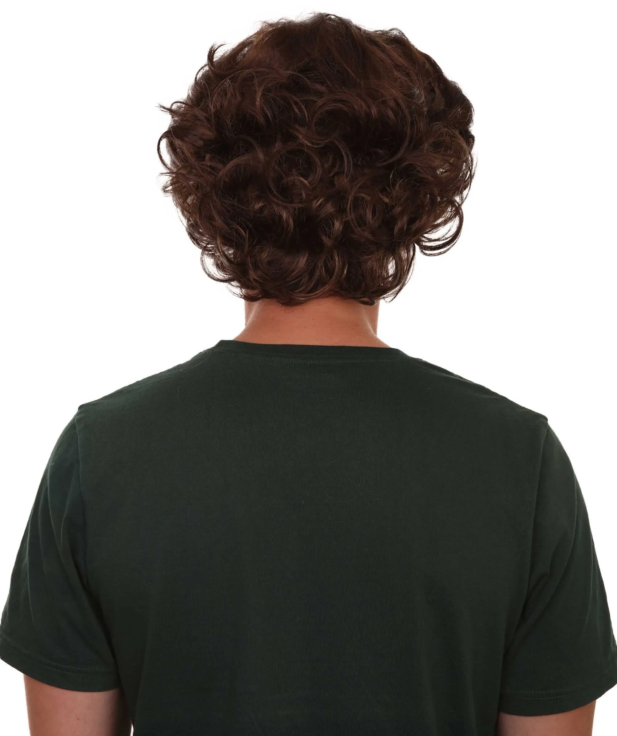 Curly Brown Mens Wig | Cosplay Halloween Wig | Premium Breathable Capless Cap