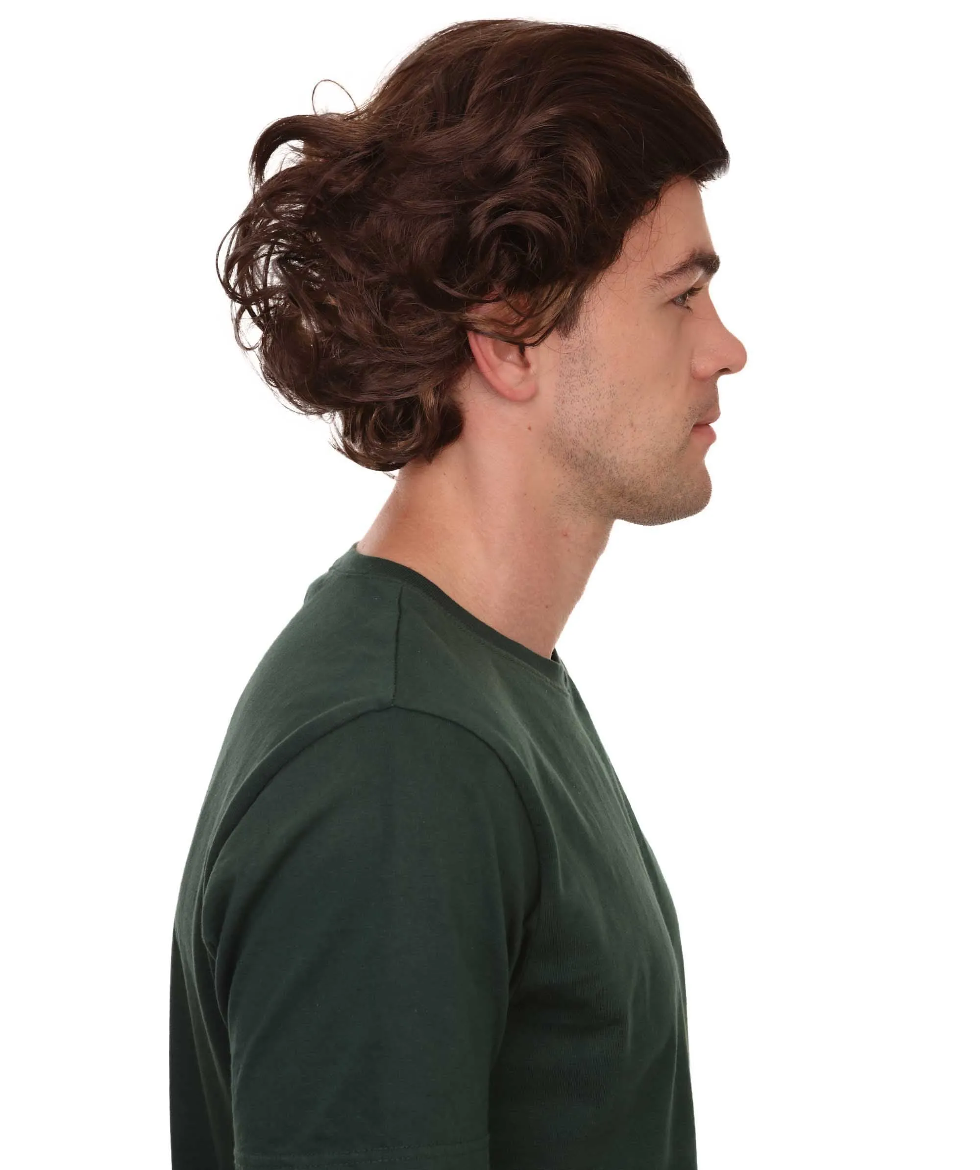 Curly Brown Mens Wig | Cosplay Halloween Wig | Premium Breathable Capless Cap