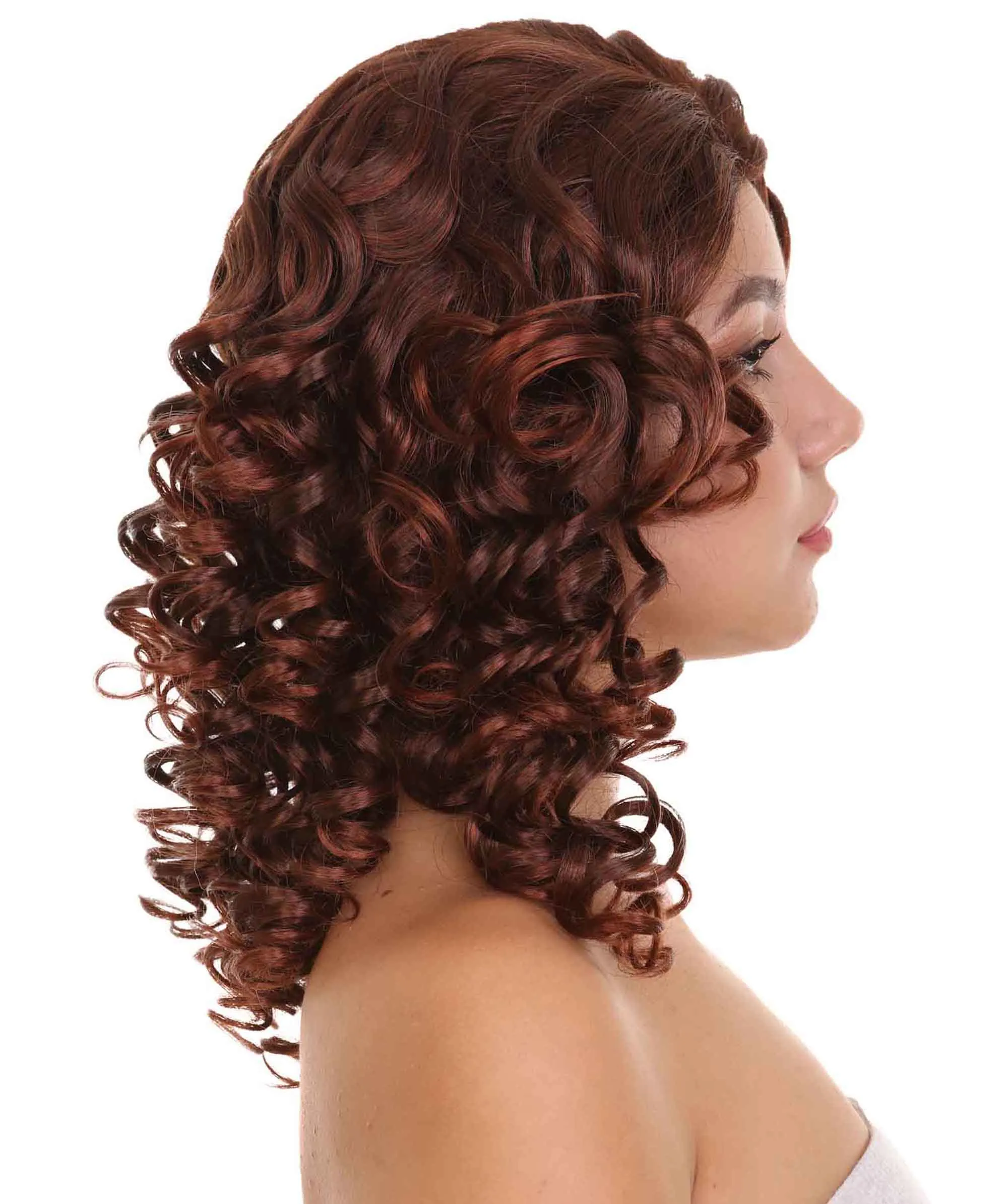 Dancing Queen Womens Wig | Brown Curly Character Cosplay Halloween Wig | Premium Breathable Capless Cap
