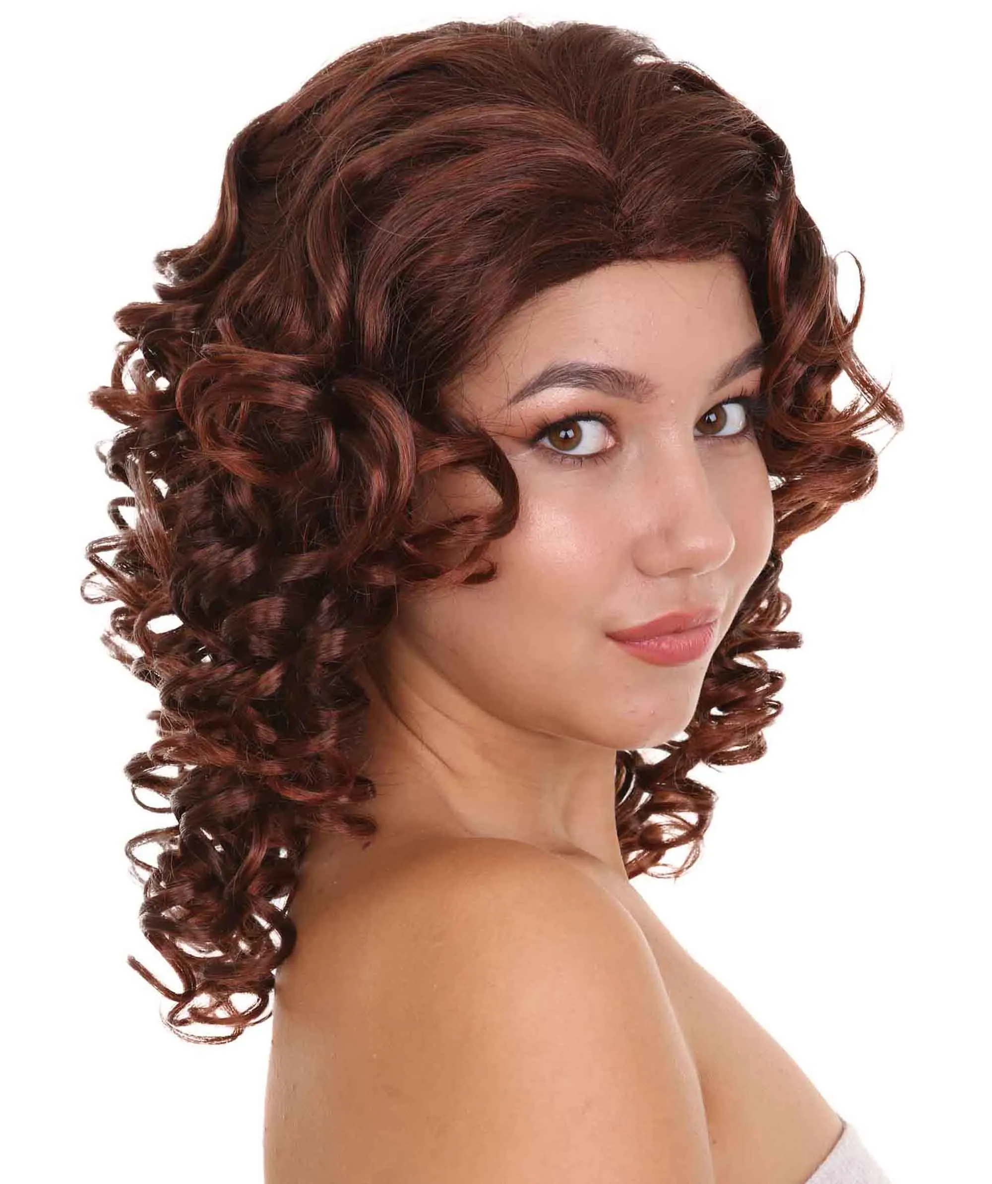 Dancing Queen Womens Wig | Brown Curly Character Cosplay Halloween Wig | Premium Breathable Capless Cap