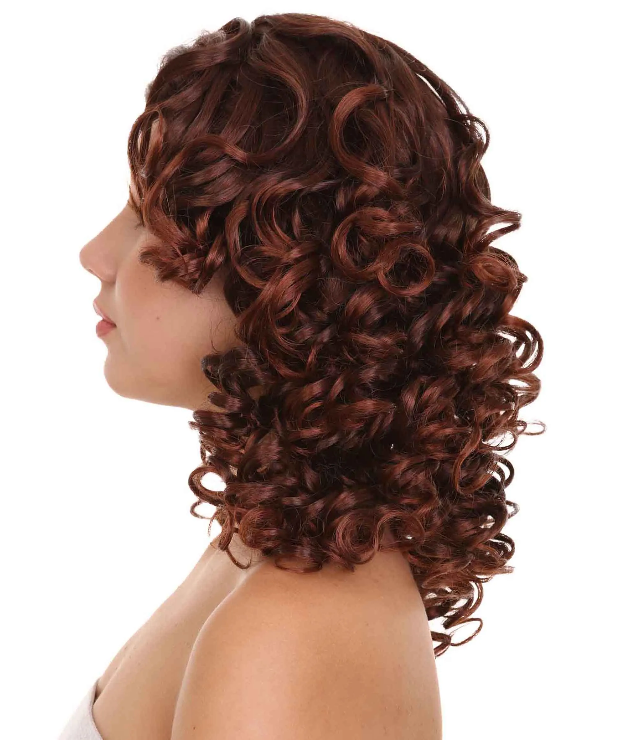 Dancing Queen Womens Wig | Brown Curly Character Cosplay Halloween Wig | Premium Breathable Capless Cap