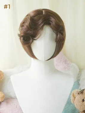 Dark Brown Bob Cut Short Wig With Curly/Full Bangs