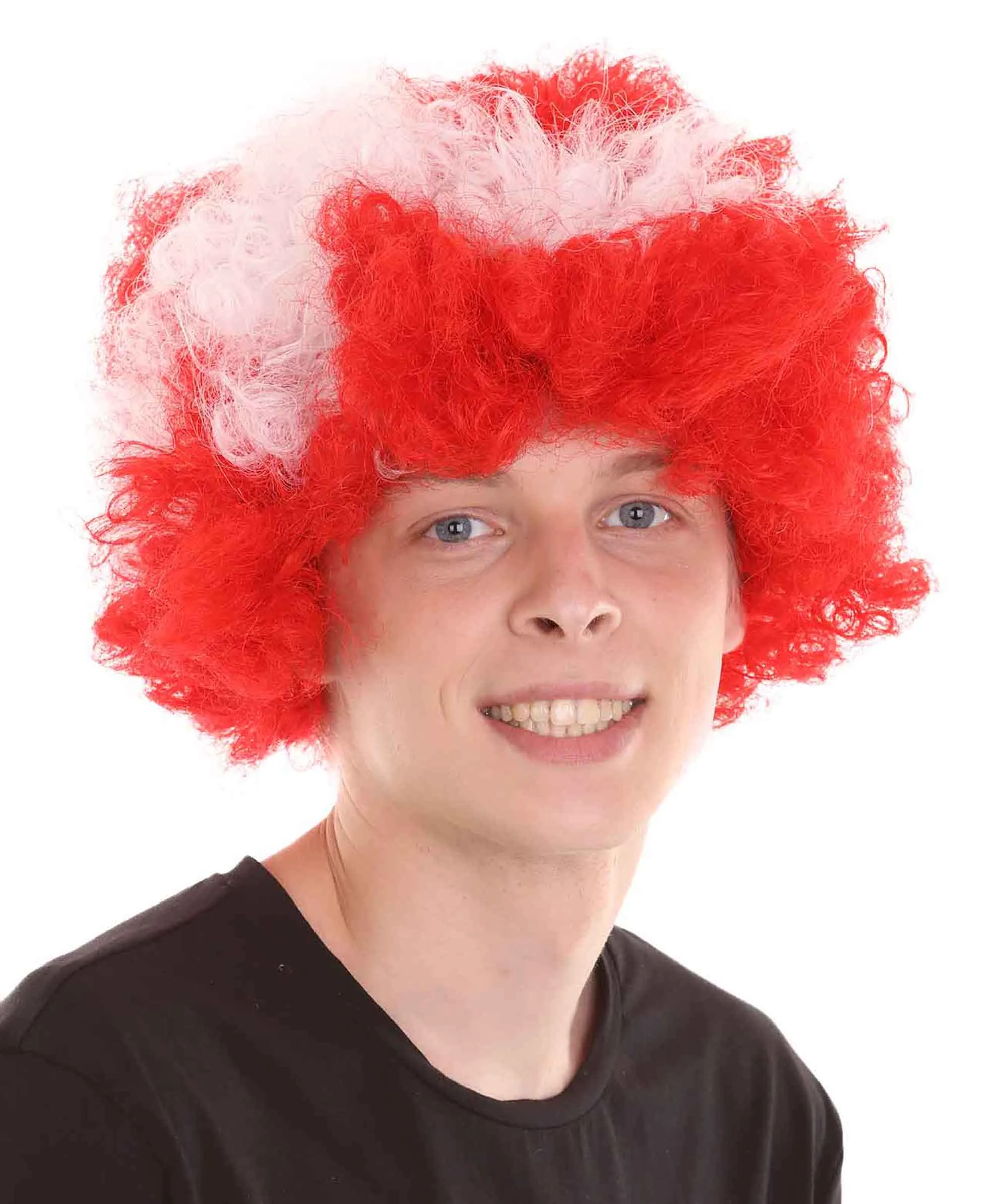 Denmark Flag Sport Afro Wig | Red White Jumbo Wig