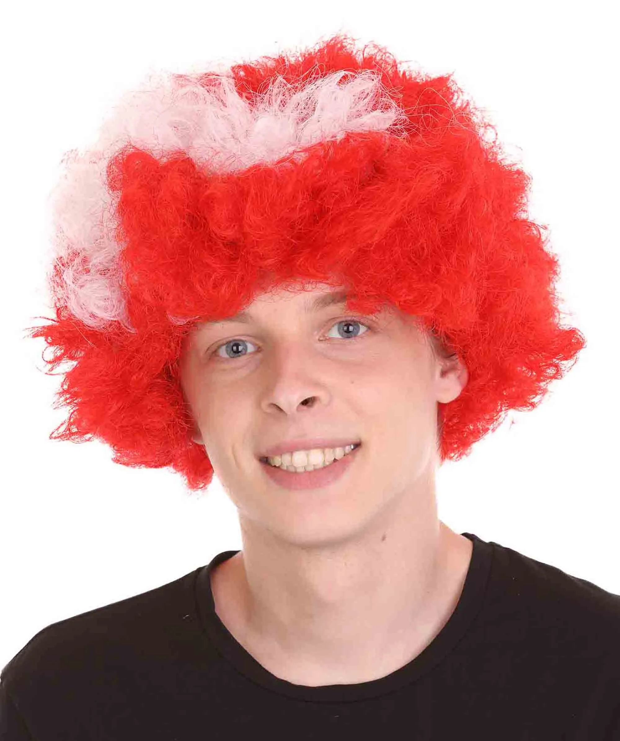 Denmark Flag Sport Afro Wig | Red White Jumbo Wig