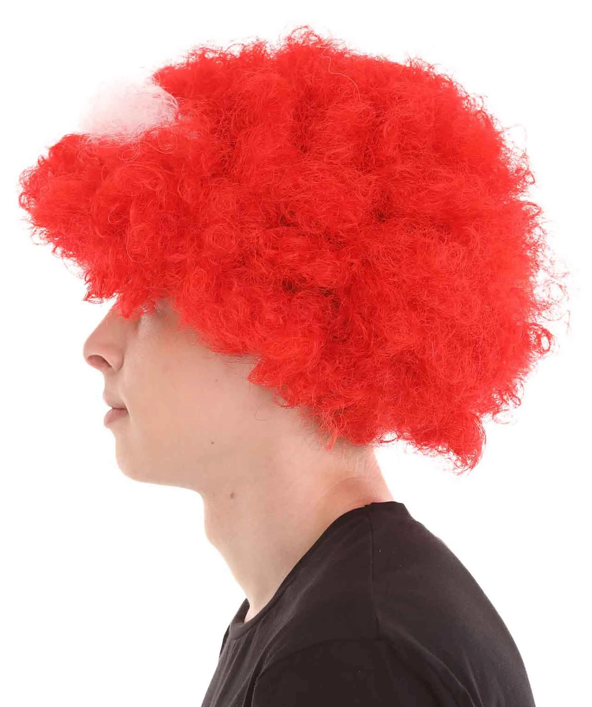 Denmark Flag Sport Afro Wig | Red White Jumbo Wig