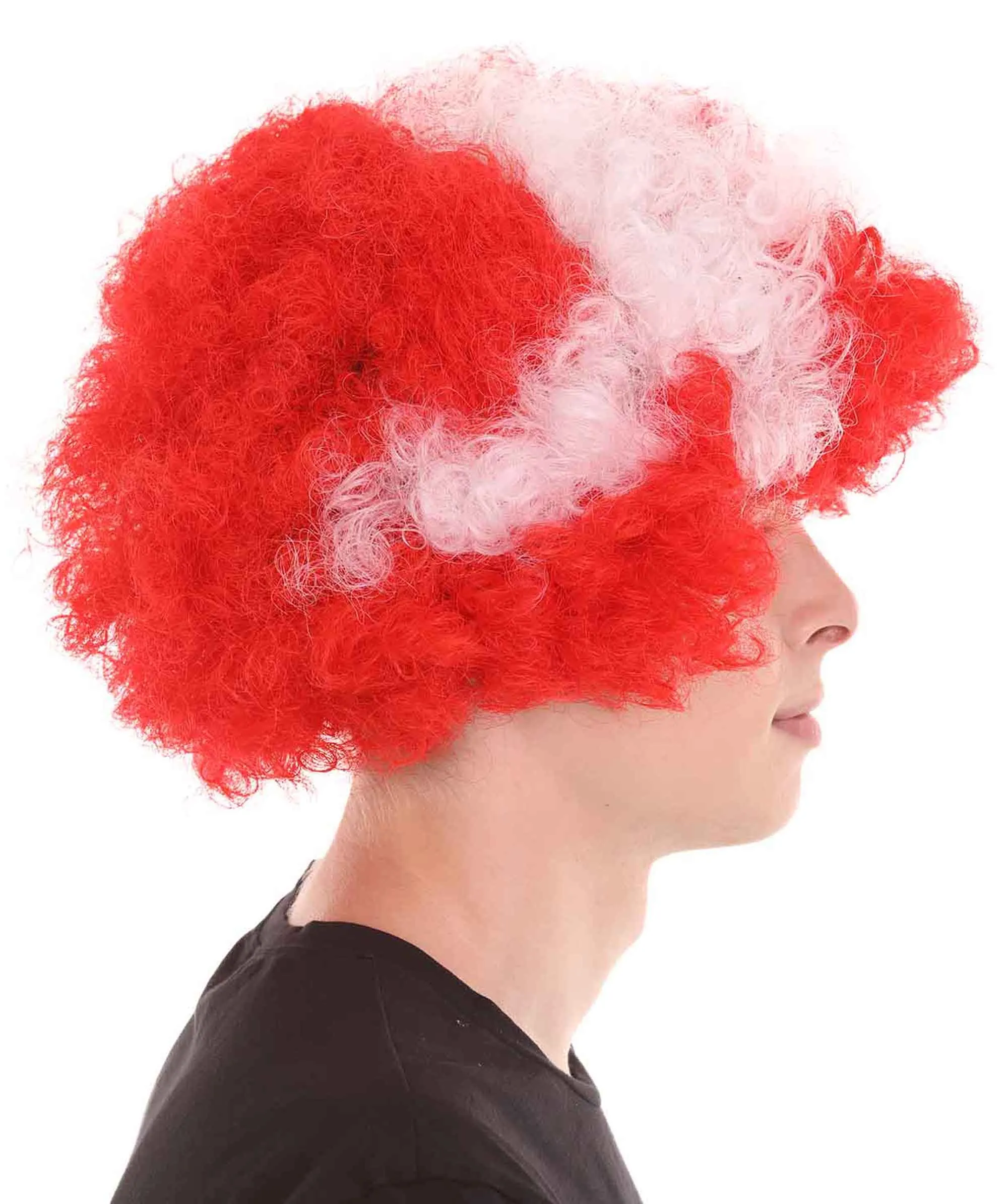 Denmark Flag Sport Afro Wig | Red White Jumbo Wig