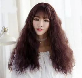 Fashion Japanese Female Long Curly Air Bangs Wig High Temperature Wire No Lcae