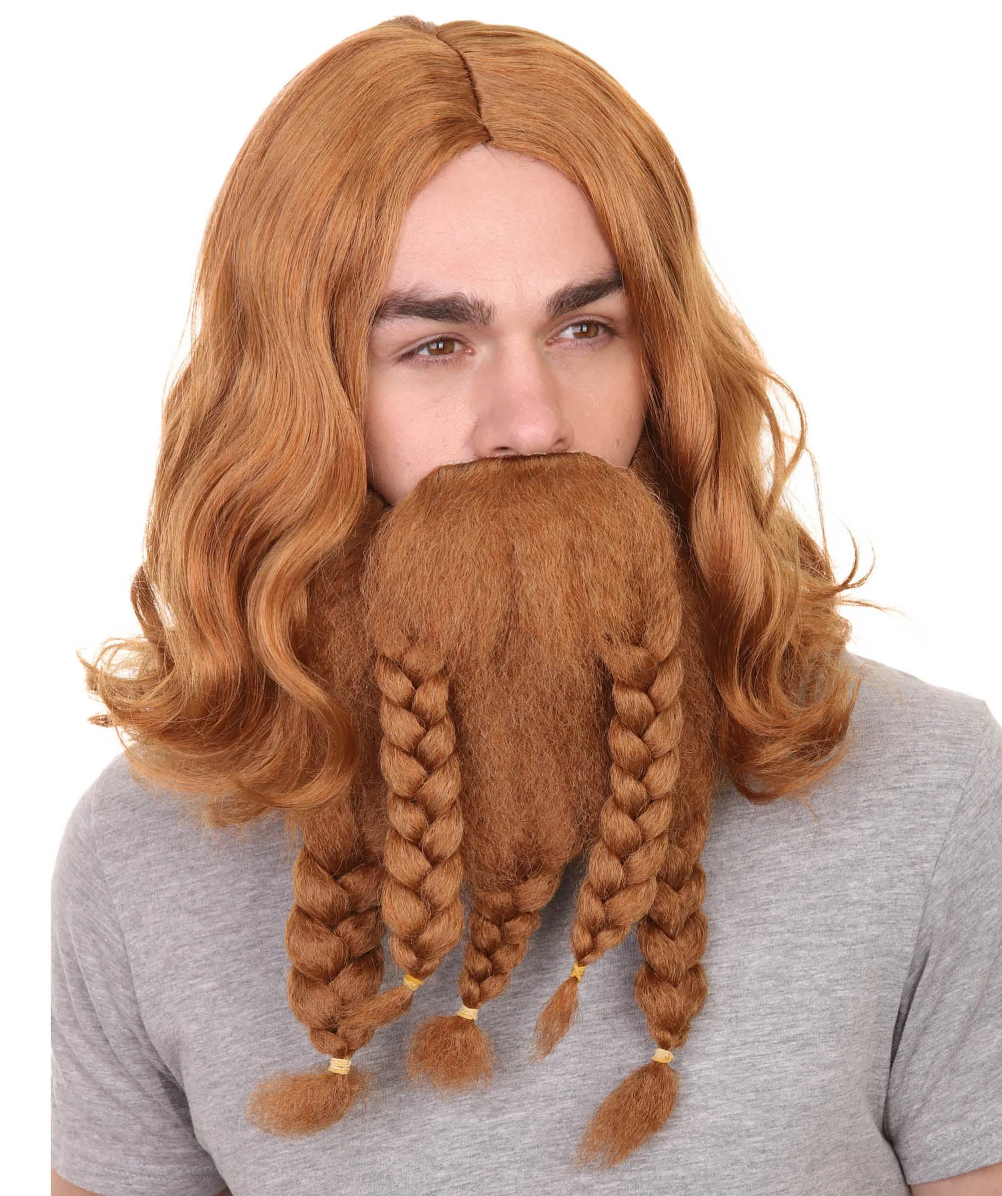Film Pirate Mens Wig and Full Beard Set | Cosplay Halloween Wig | Multiple Colors | Premium Breathable Capless Cap