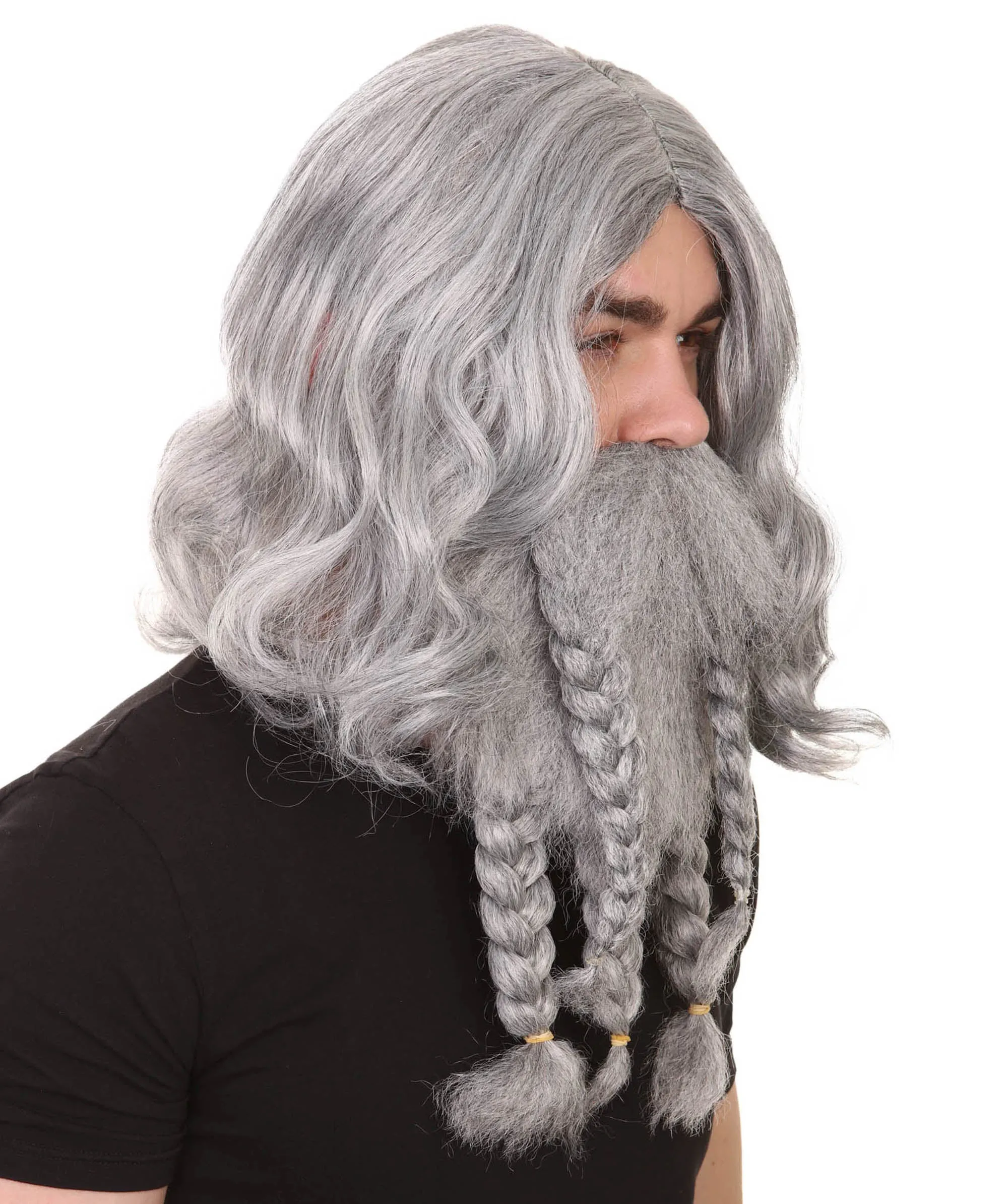 Film Pirate Mens Wig and Full Beard Set | Cosplay Halloween Wig | Multiple Colors | Premium Breathable Capless Cap