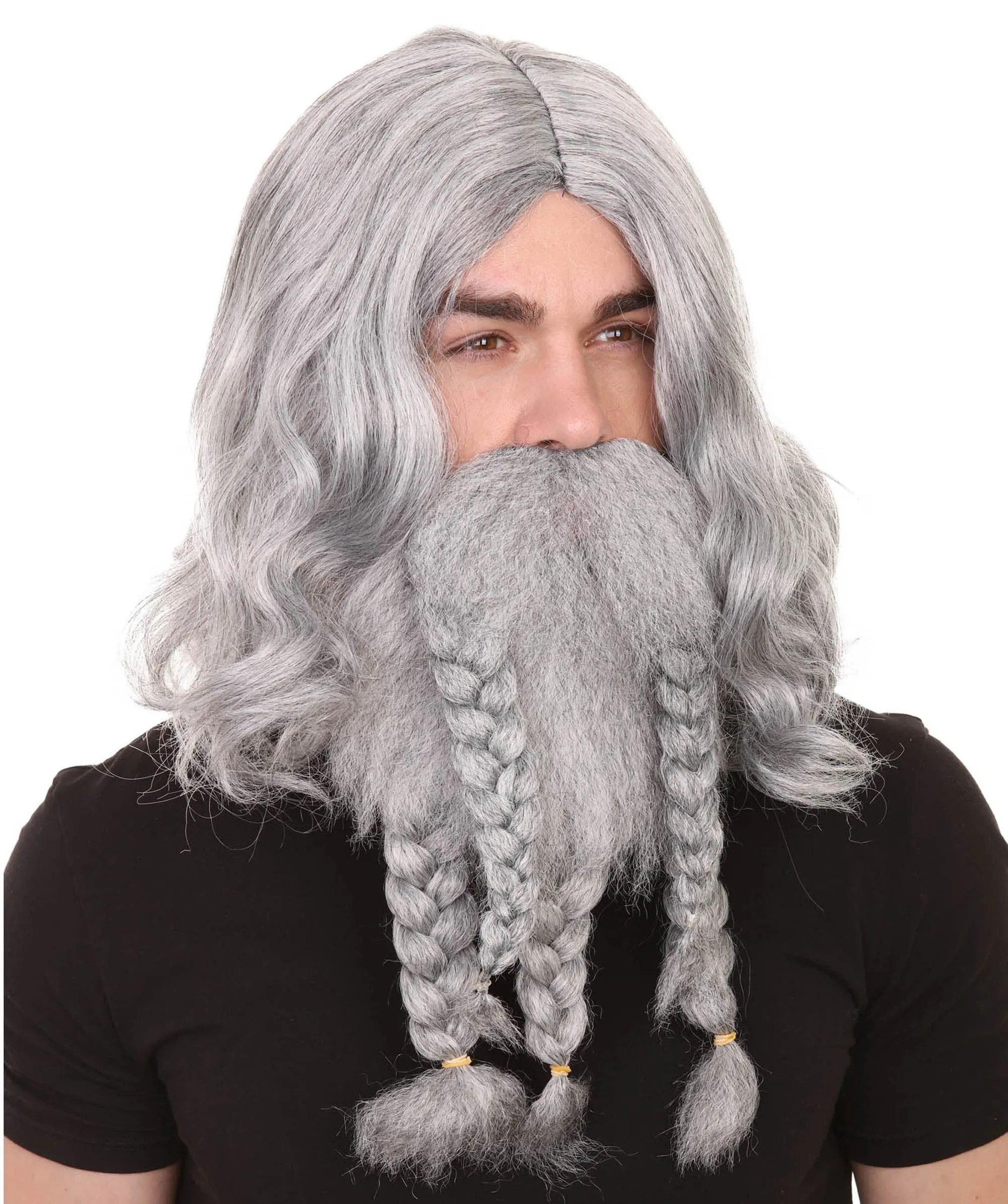 Film Pirate Mens Wig and Full Beard Set | Cosplay Halloween Wig | Multiple Colors | Premium Breathable Capless Cap