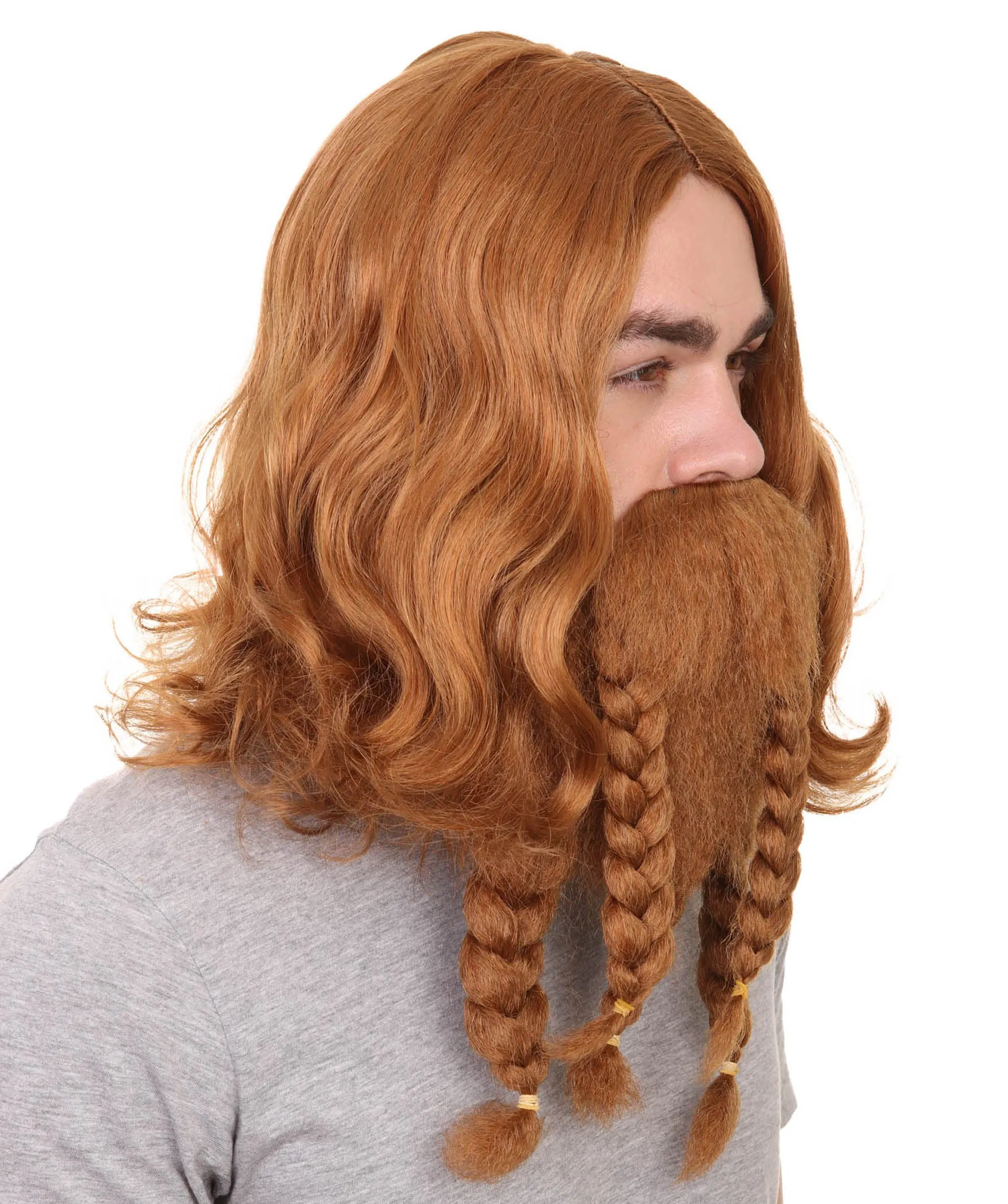Film Pirate Mens Wig and Full Beard Set | Cosplay Halloween Wig | Multiple Colors | Premium Breathable Capless Cap