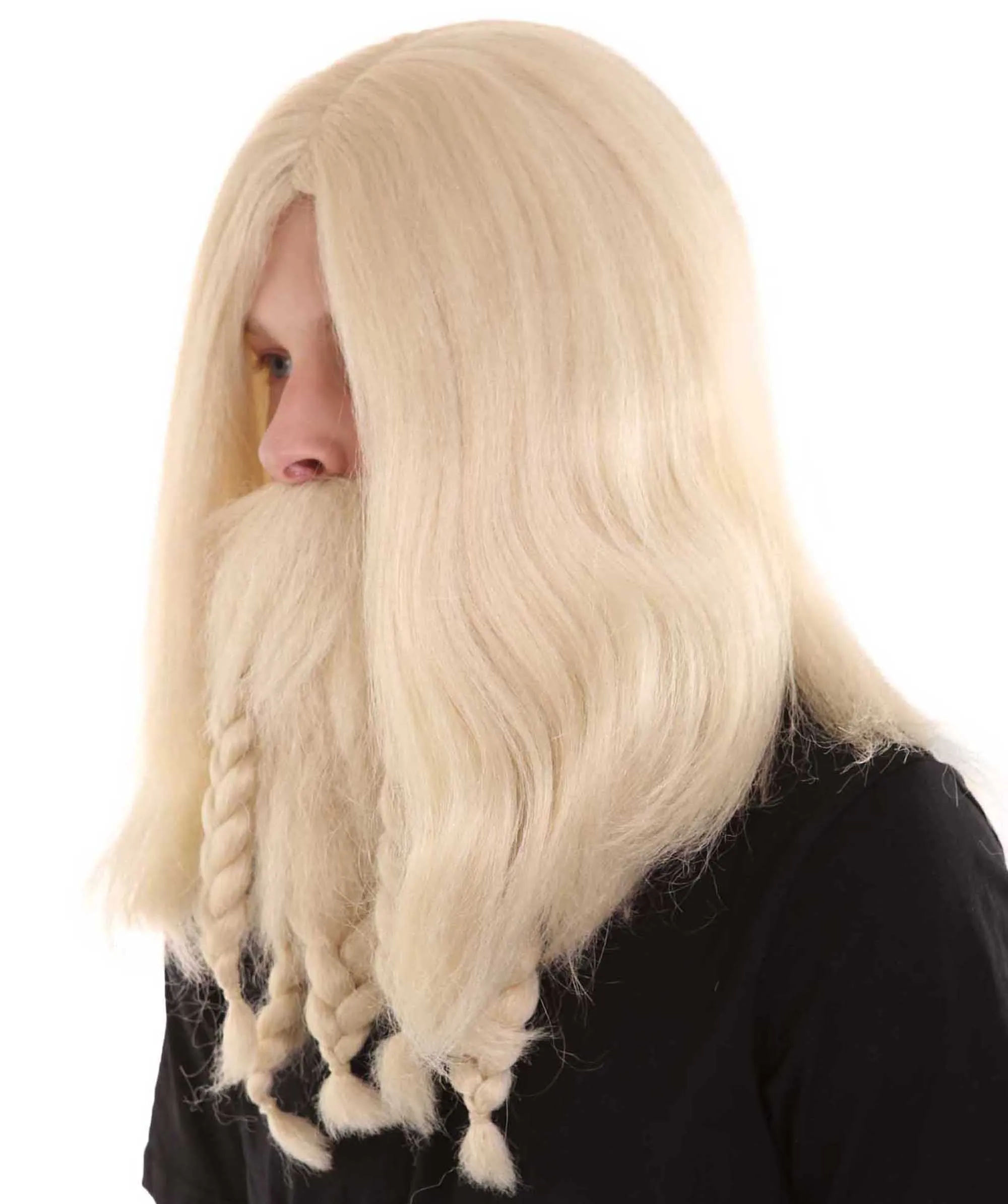 Film Pirate Mens Wig and Full Beard Set | Cosplay Halloween Wig | Multiple Colors | Premium Breathable Capless Cap