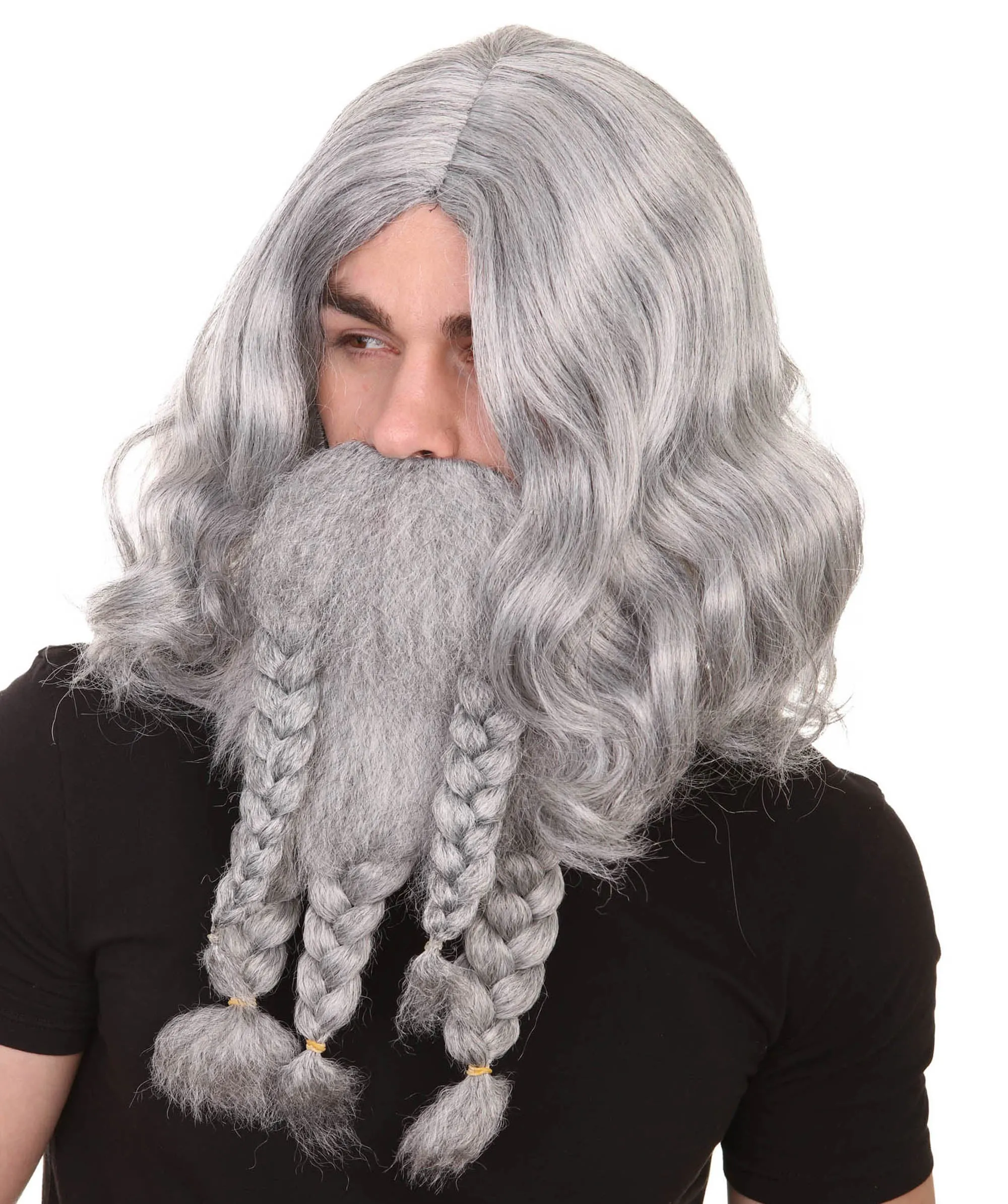 Film Pirate Mens Wig and Full Beard Set | Cosplay Halloween Wig | Multiple Colors | Premium Breathable Capless Cap