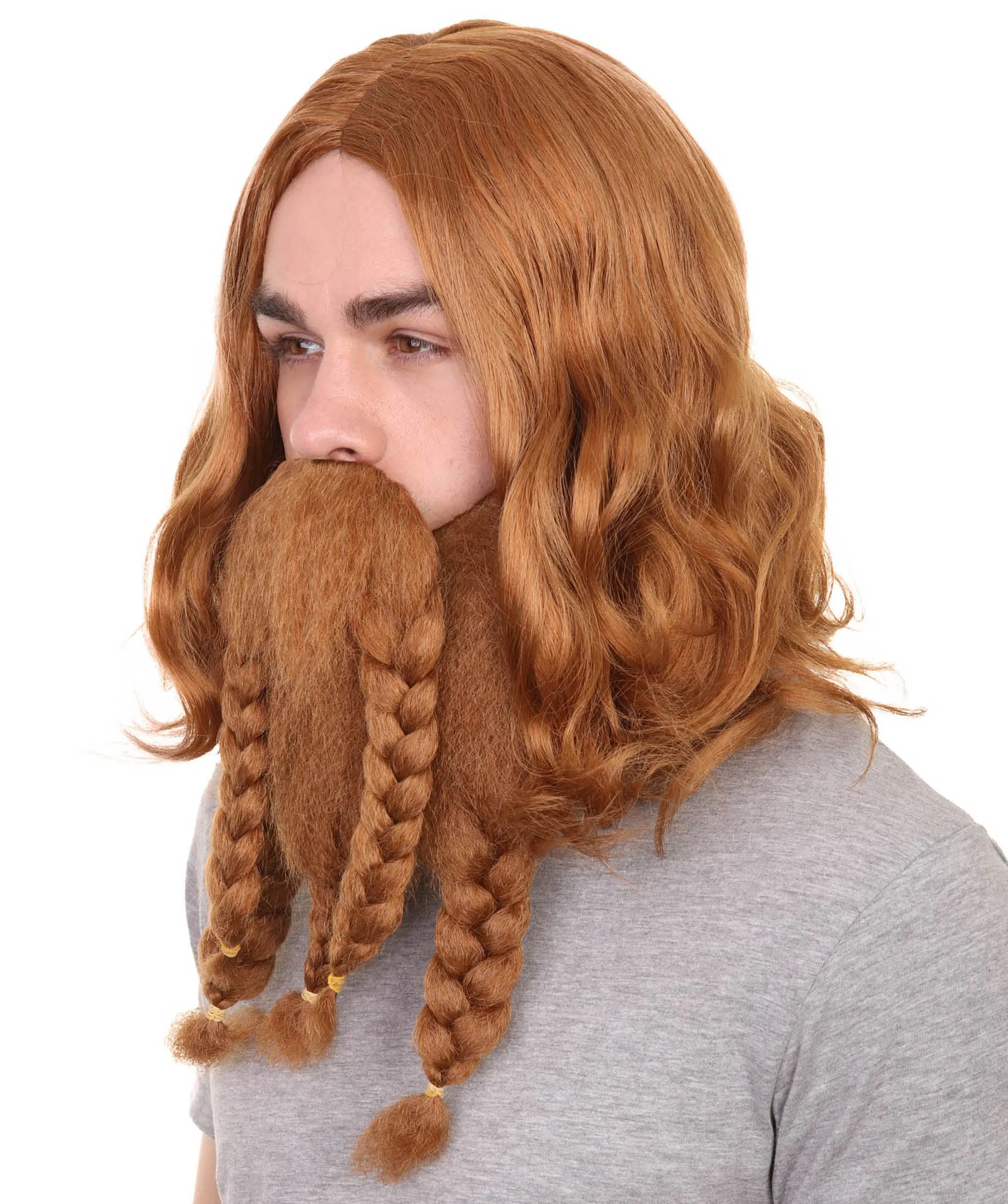 Film Pirate Mens Wig and Full Beard Set | Cosplay Halloween Wig | Multiple Colors | Premium Breathable Capless Cap