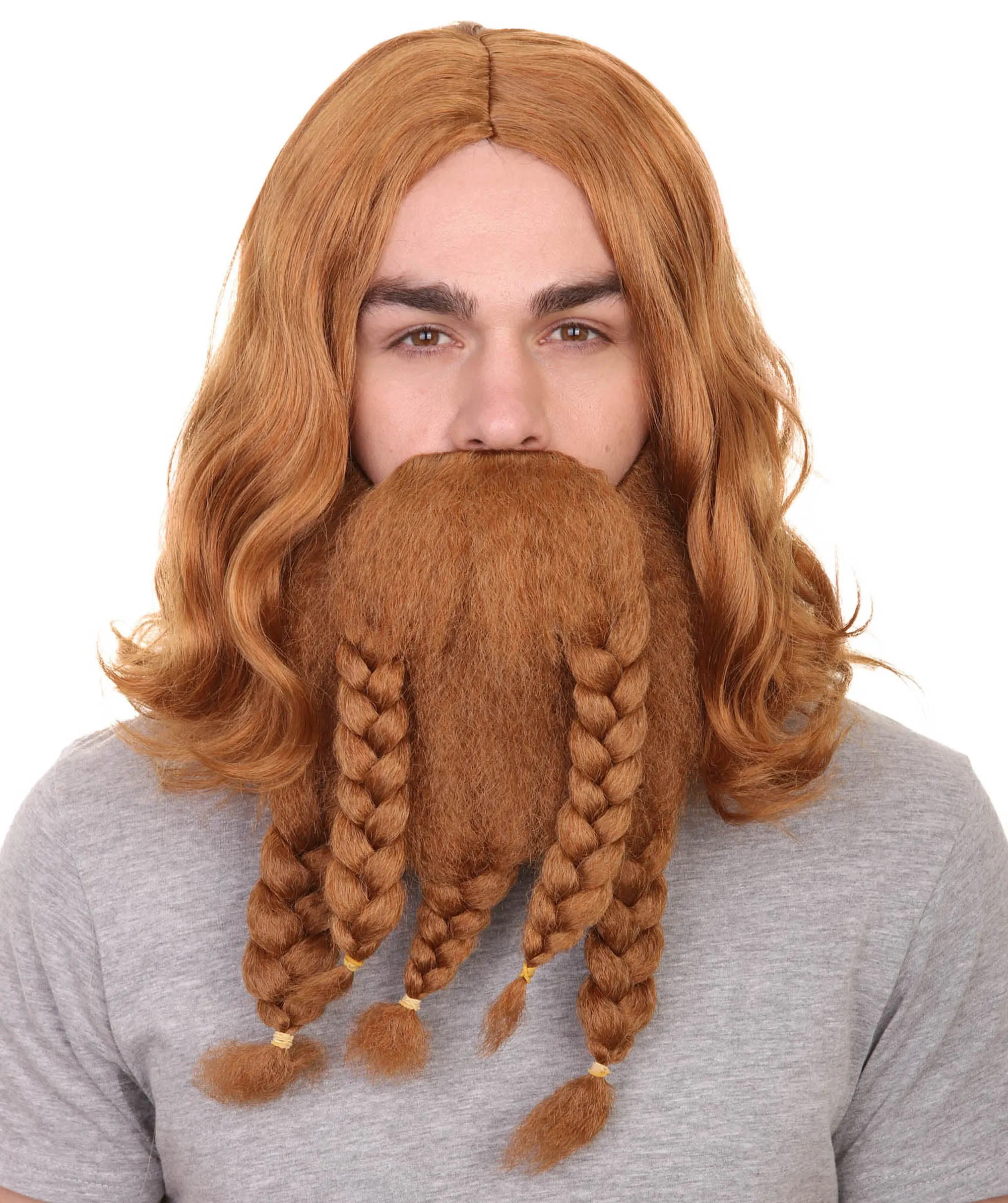 Film Pirate Mens Wig and Full Beard Set | Cosplay Halloween Wig | Multiple Colors | Premium Breathable Capless Cap