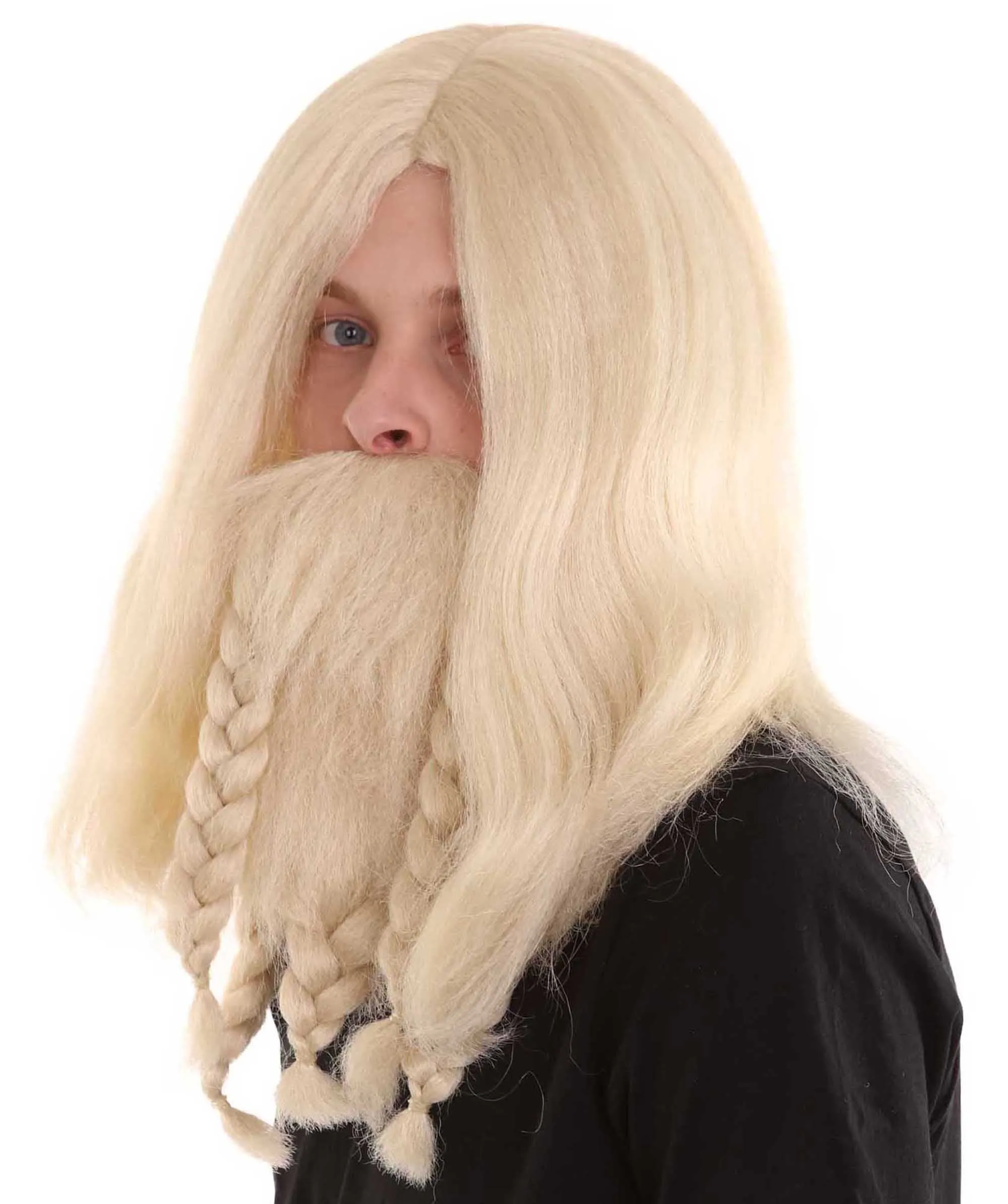 Film Pirate Mens Wig and Full Beard Set | Cosplay Halloween Wig | Multiple Colors | Premium Breathable Capless Cap