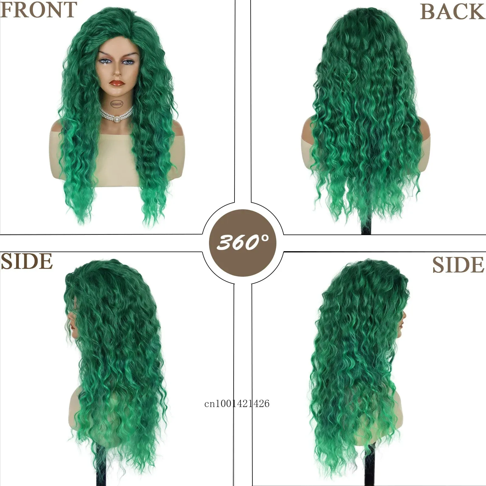 Green Cosplay Wigs for Women Synthetic Carnival Party Green Wigs for Women 28 Inch Long Curly Wavy Hairstyles Fashion Wig Female