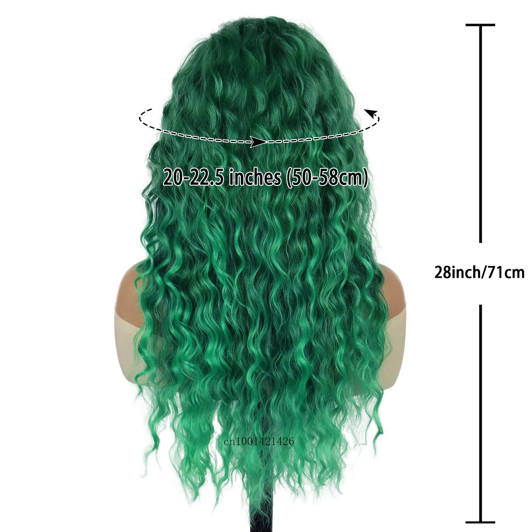 Green Cosplay Wigs for Women Synthetic Carnival Party Green Wigs for Women 28 Inch Long Curly Wavy Hairstyles Fashion Wig Female