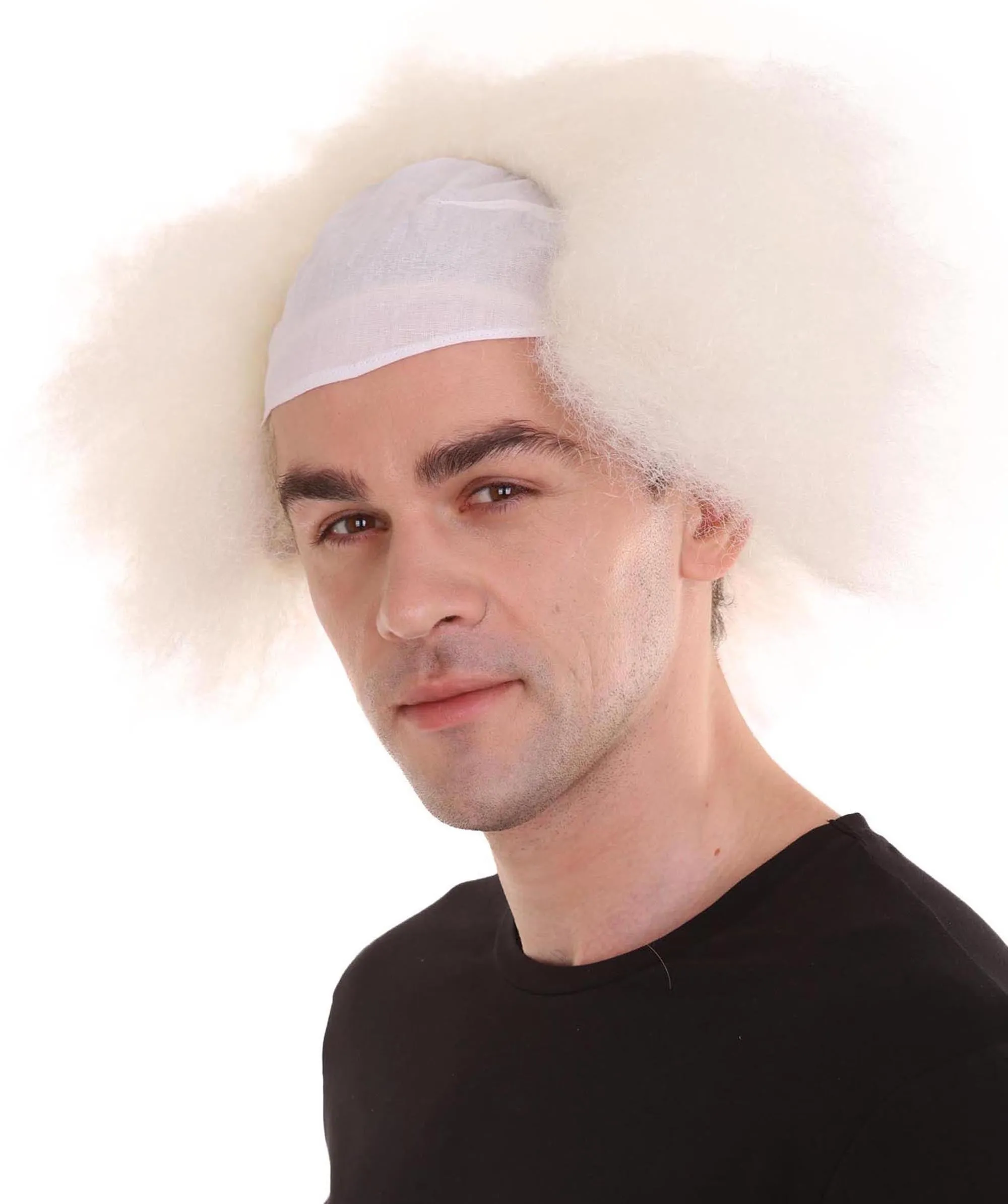 Half Bald Head Mens Short Wig, Grey
