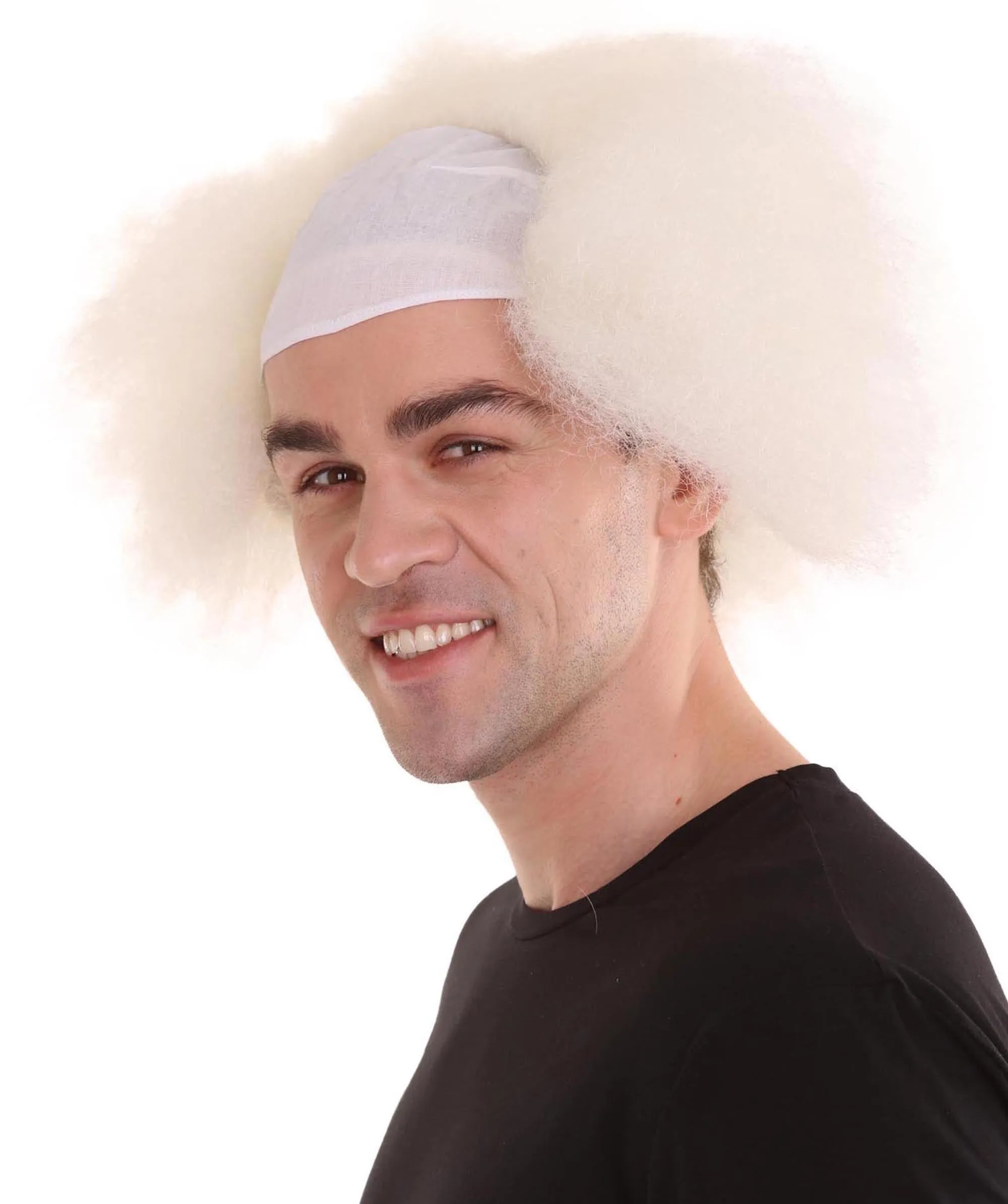 Half Bald Head Mens Short Wig, Grey