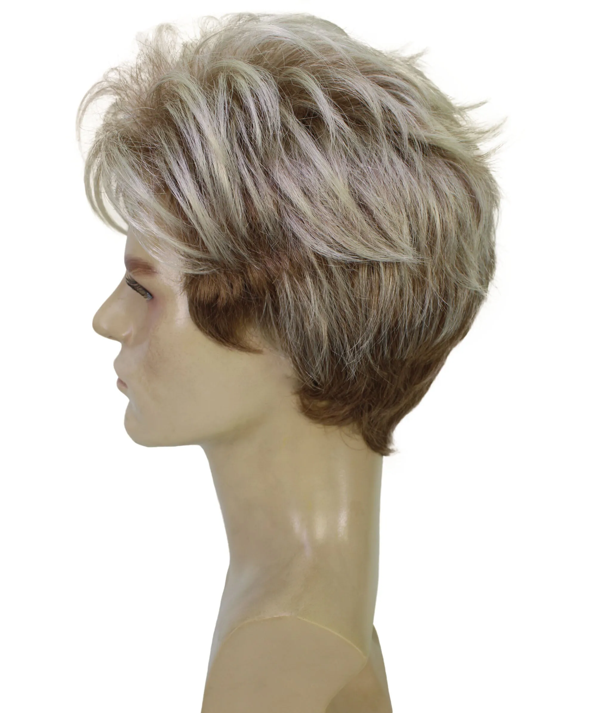 HPO Adult Adventurer Movie Character Short Blonde Wig, Flame-retardant Synthetic Fiber