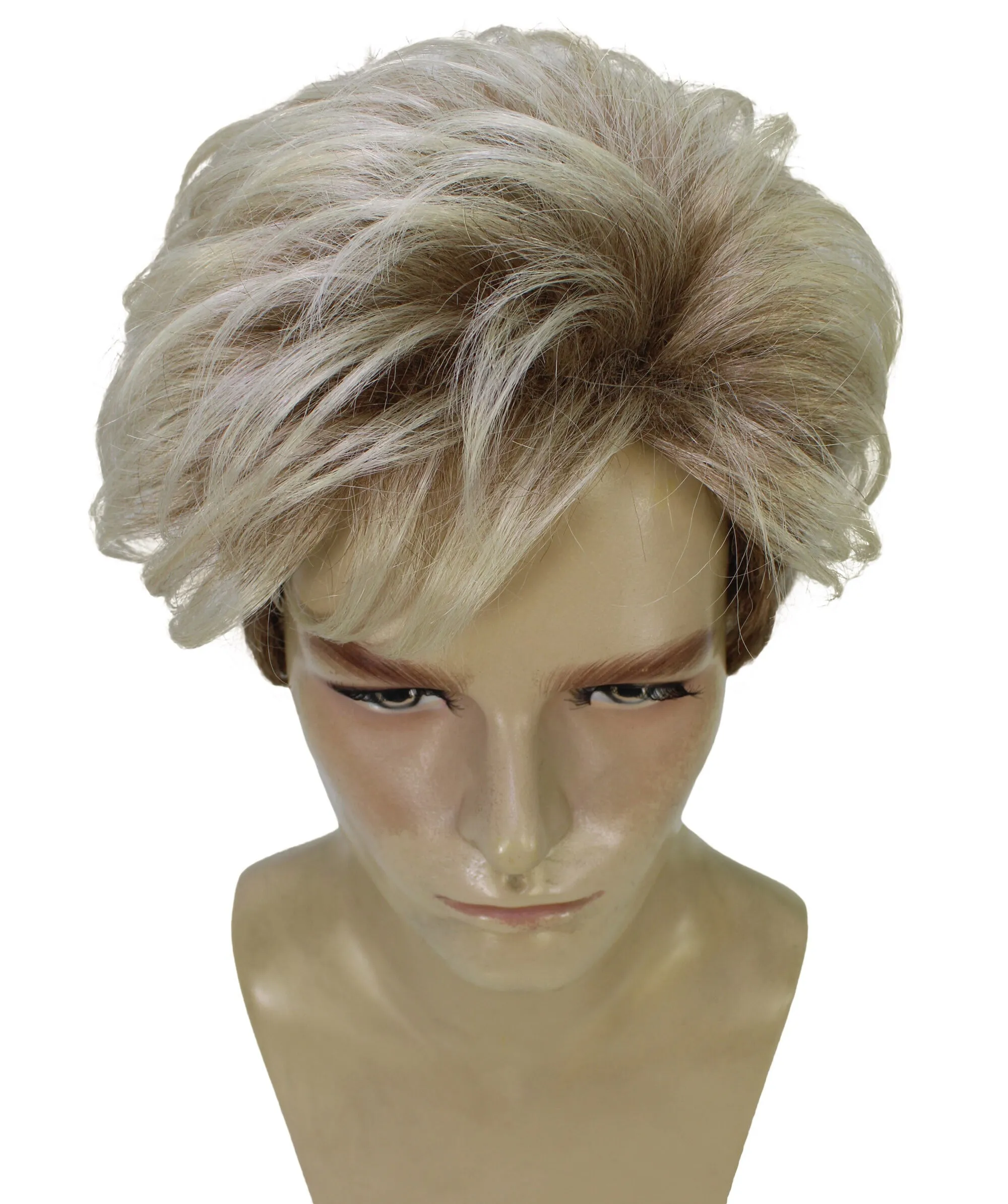 HPO Adult Adventurer Movie Character Short Blonde Wig, Flame-retardant Synthetic Fiber