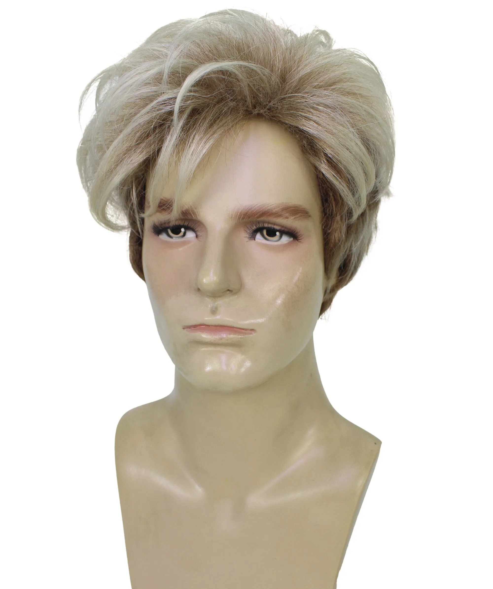 HPO Adult Adventurer Movie Character Short Blonde Wig, Flame-retardant Synthetic Fiber