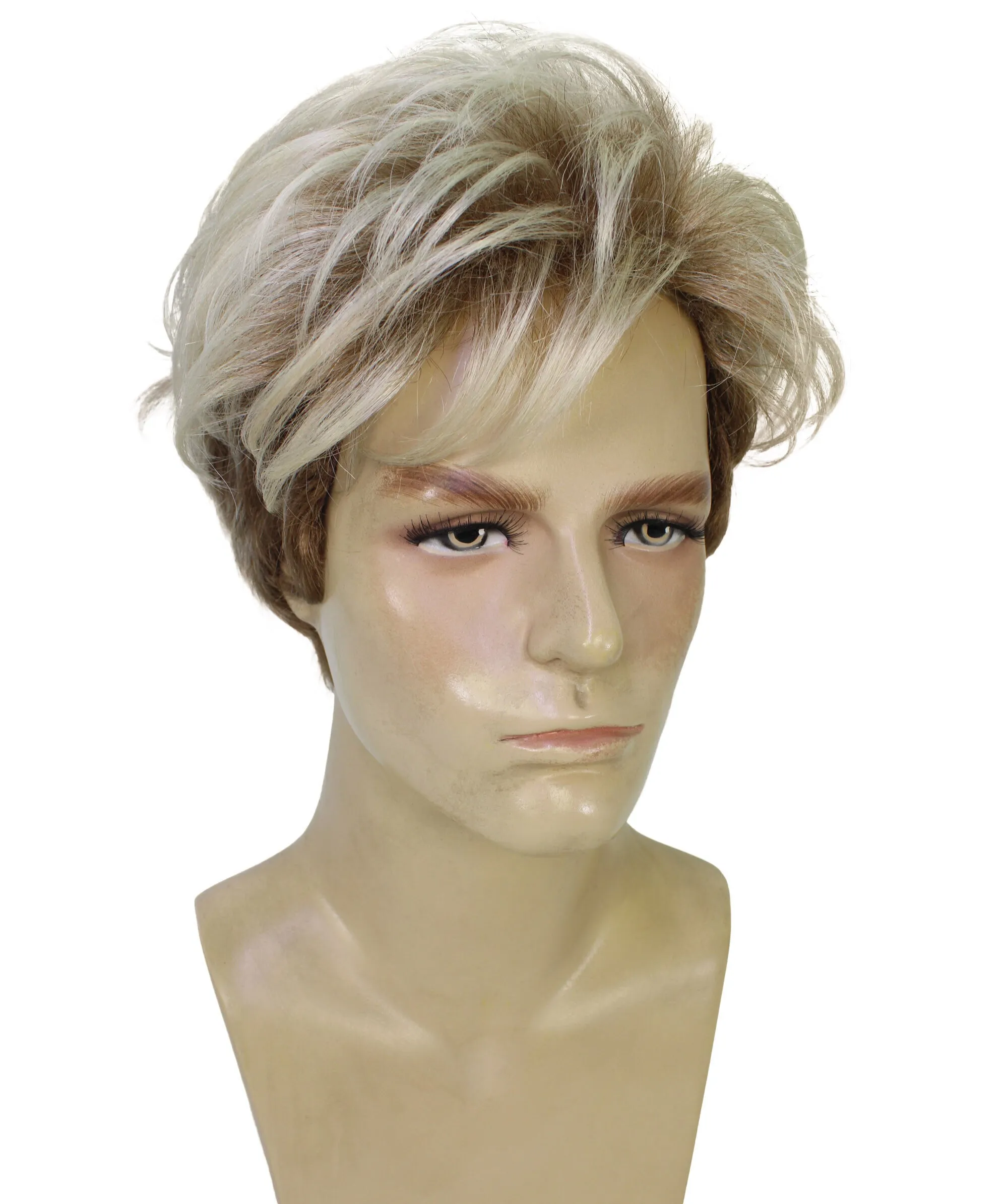 HPO Adult Adventurer Movie Character Short Blonde Wig, Flame-retardant Synthetic Fiber