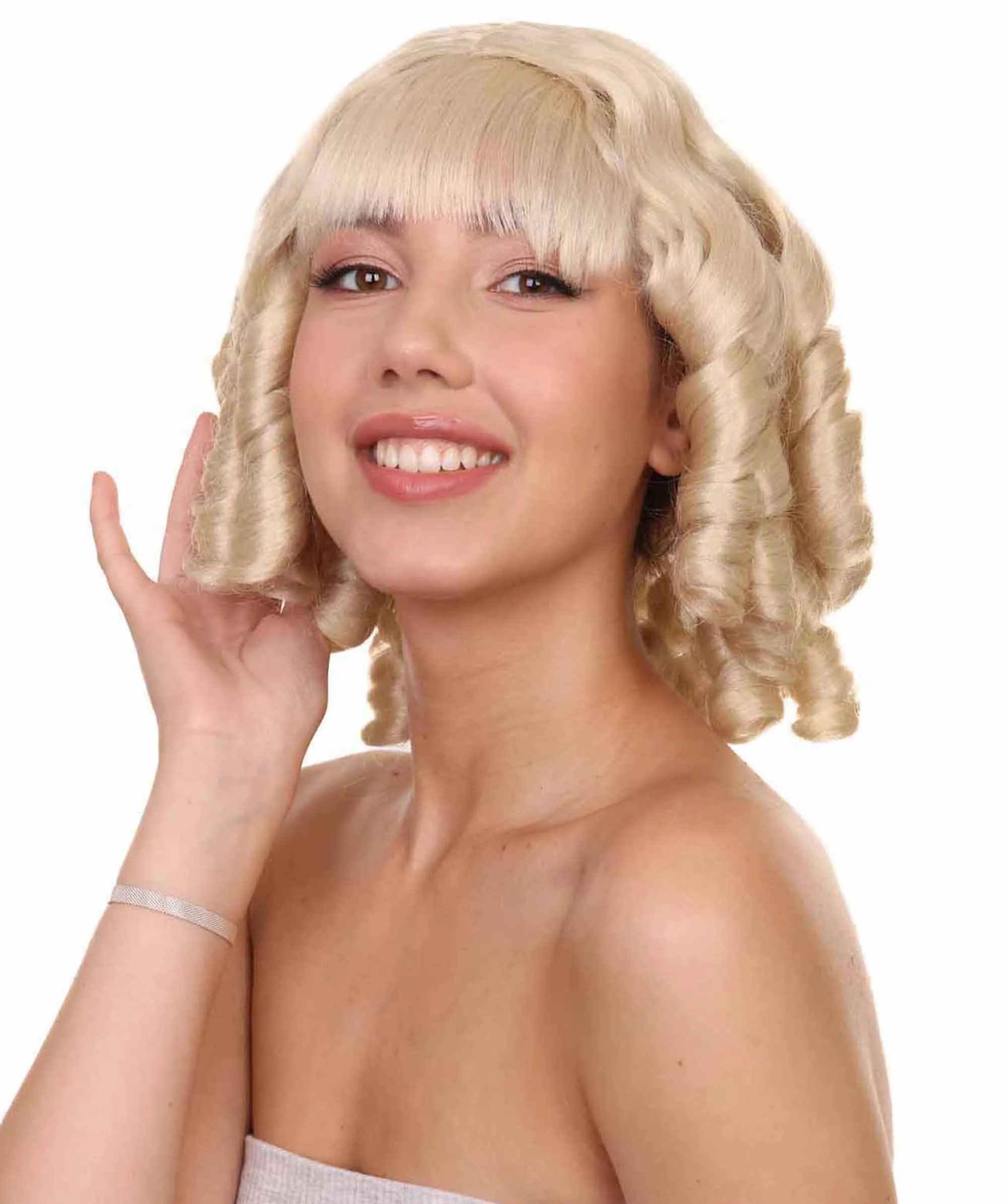 HPO Adult French Colonial Curly Wig | Multiple Color Options Historical Wigs | Premium Breathable Capless Cap