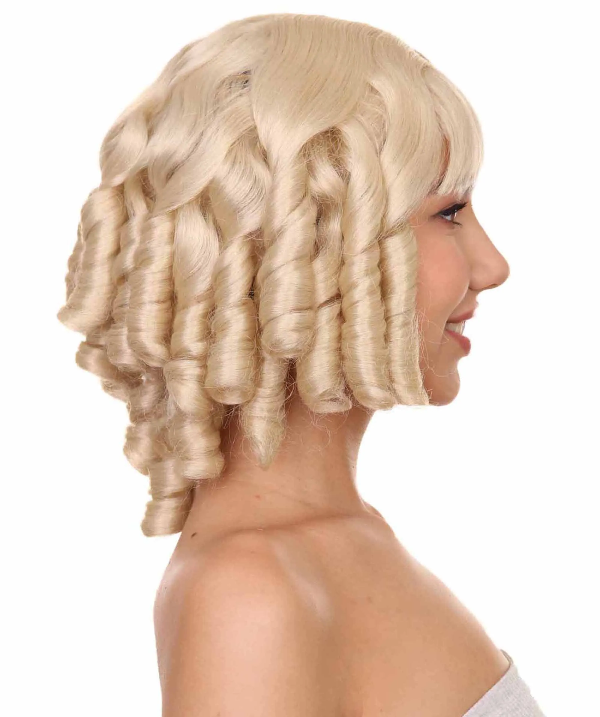 HPO Adult French Colonial Curly Wig | Multiple Color Options Historical Wigs | Premium Breathable Capless Cap