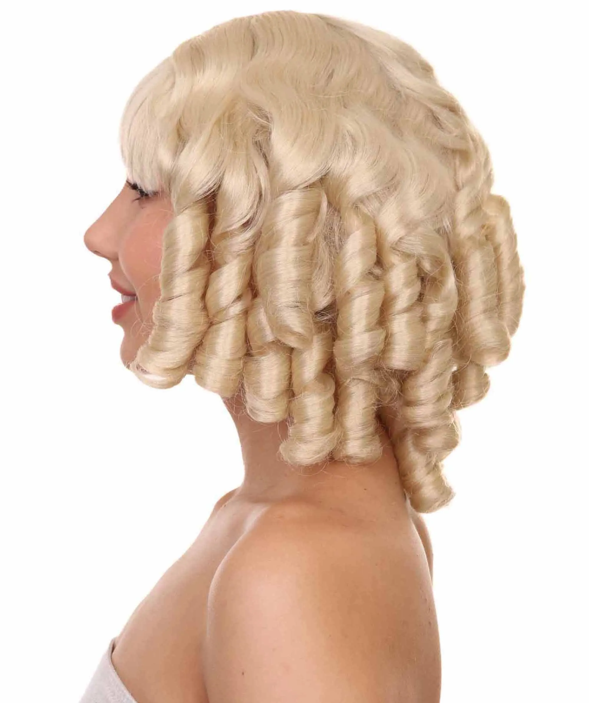 HPO Adult French Colonial Curly Wig | Multiple Color Options Historical Wigs | Premium Breathable Capless Cap