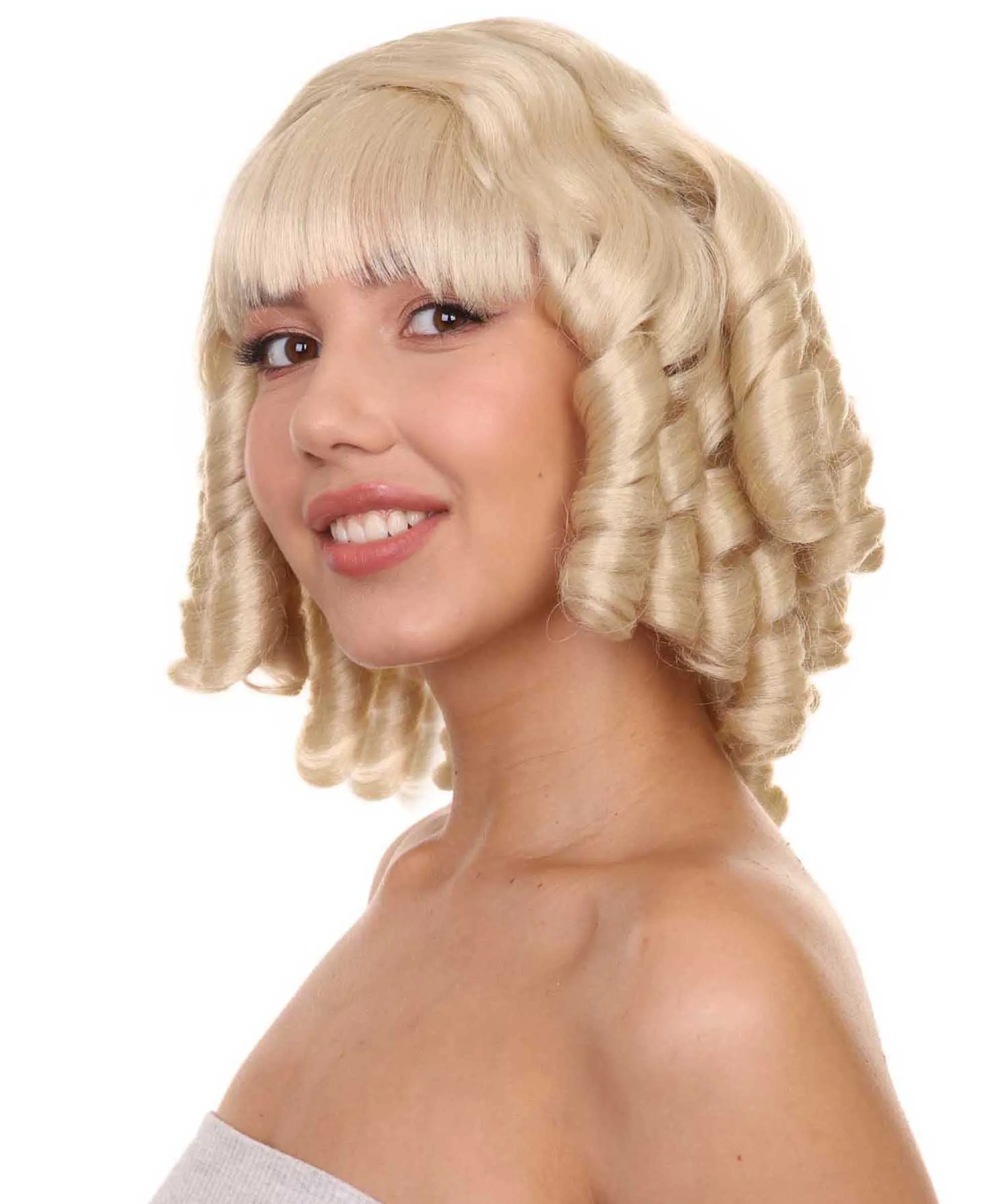 HPO Adult French Colonial Curly Wig | Multiple Color Options Historical Wigs | Premium Breathable Capless Cap