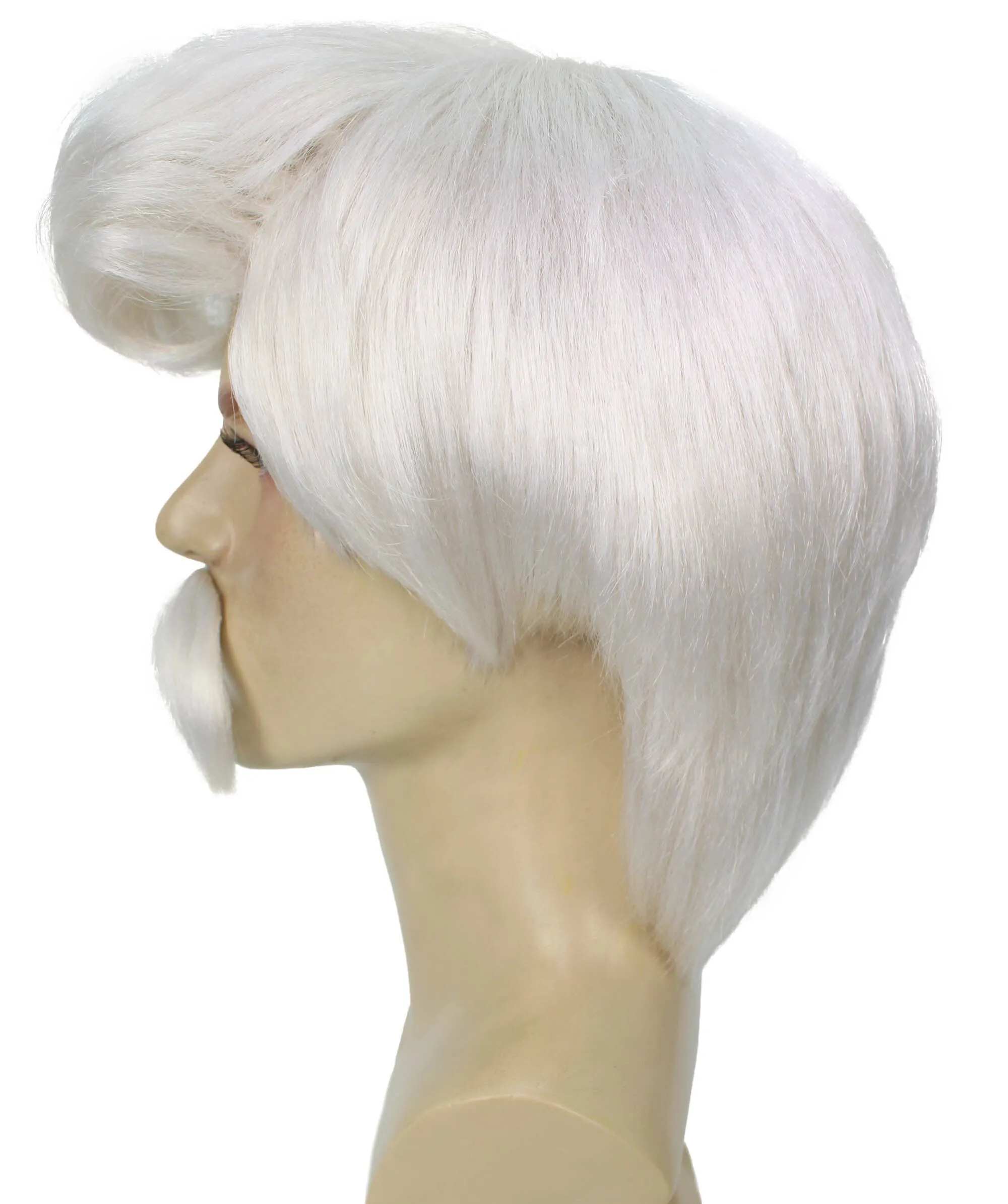 HPO Adult Men’s Animated Cartoon Musical Fantasy Movie White-Grey Straight Cosplay Wig and Mustache I Capless Cap I Flame-retardant Synthetic Fiber  | HPO