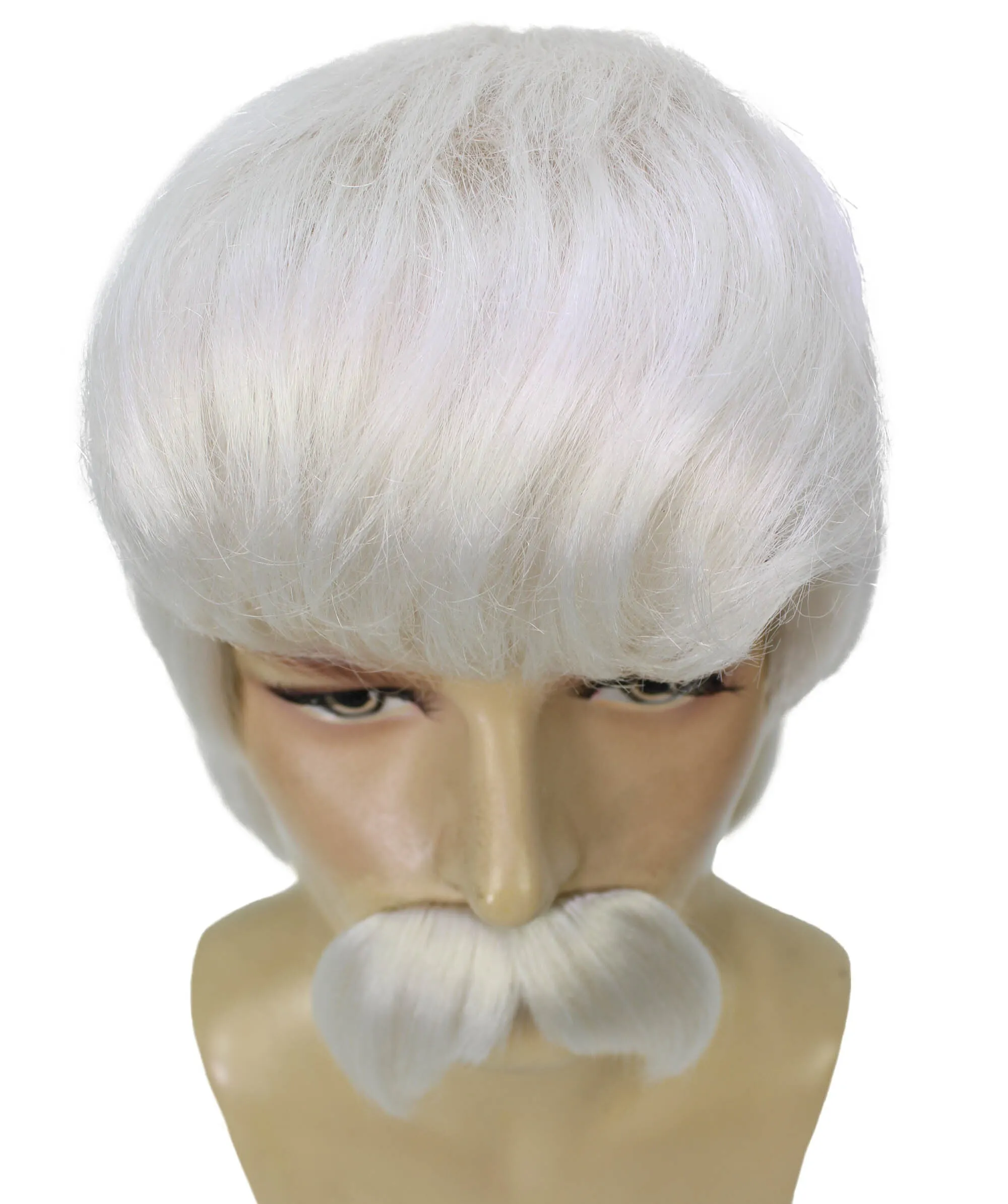 HPO Adult Men’s Animated Cartoon Musical Fantasy Movie White-Grey Straight Cosplay Wig and Mustache I Capless Cap I Flame-retardant Synthetic Fiber  | HPO