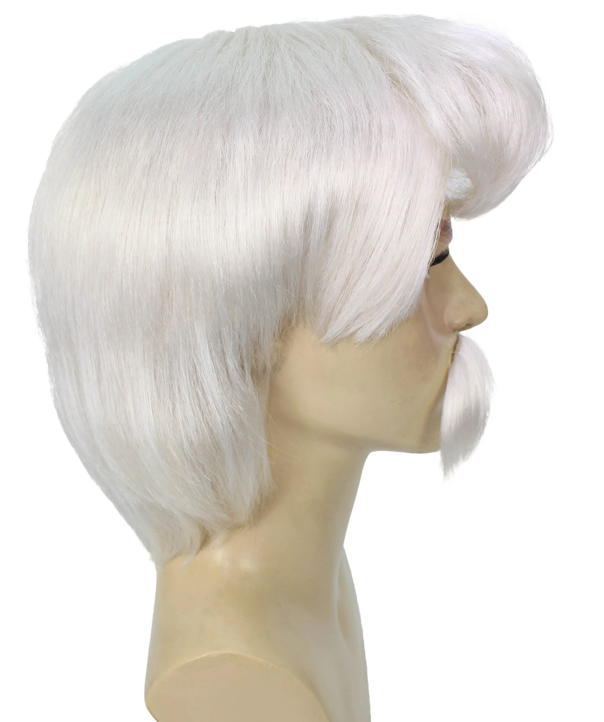 HPO Adult Men’s Animated Cartoon Musical Fantasy Movie White-Grey Straight Cosplay Wig and Mustache I Capless Cap I Flame-retardant Synthetic Fiber  | HPO