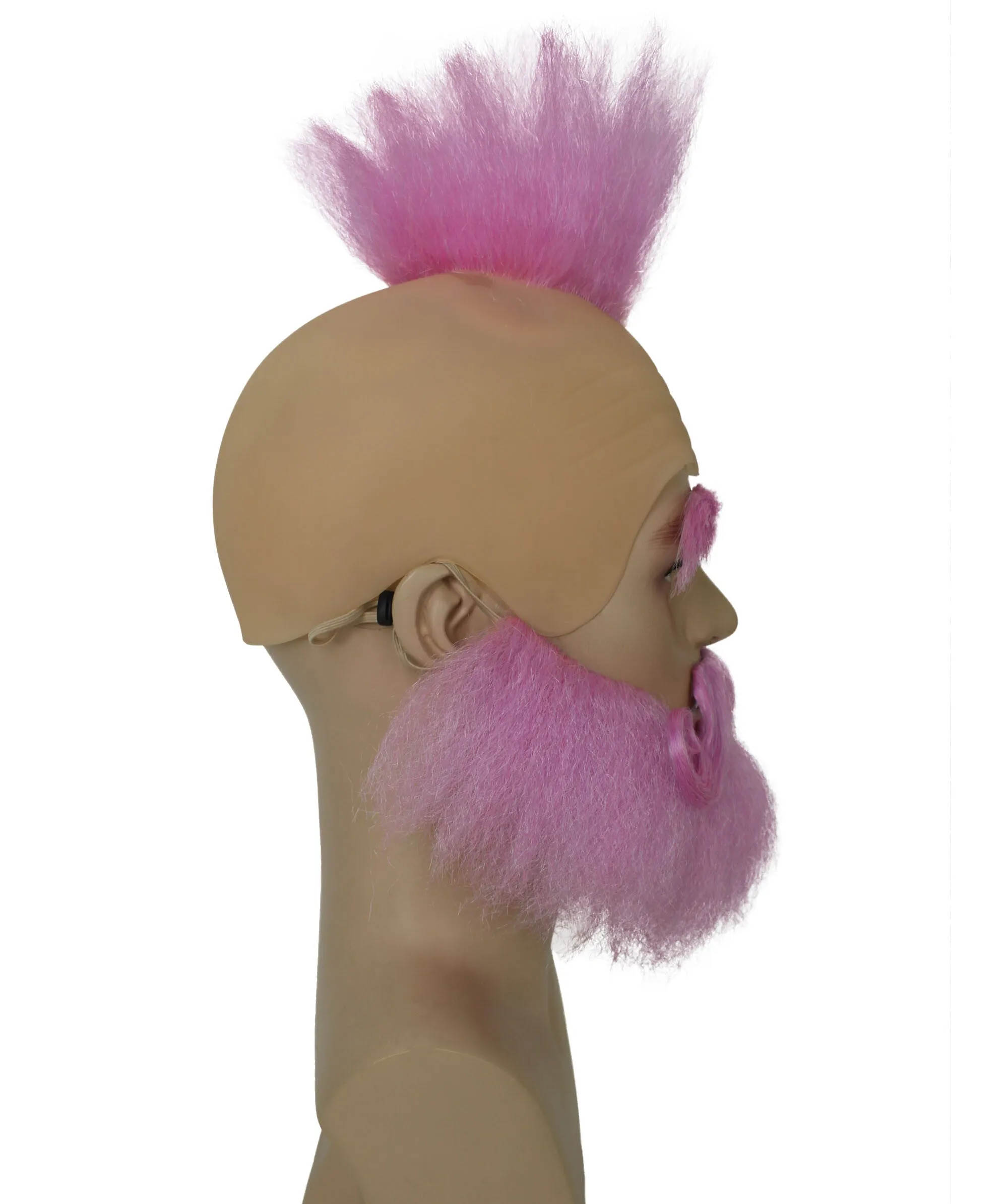 HPO Adult Men's Cartoon Bald Wig with Mustache and Beard Set I Cosplay Wig I Flame-retardant Synthetic Fiber